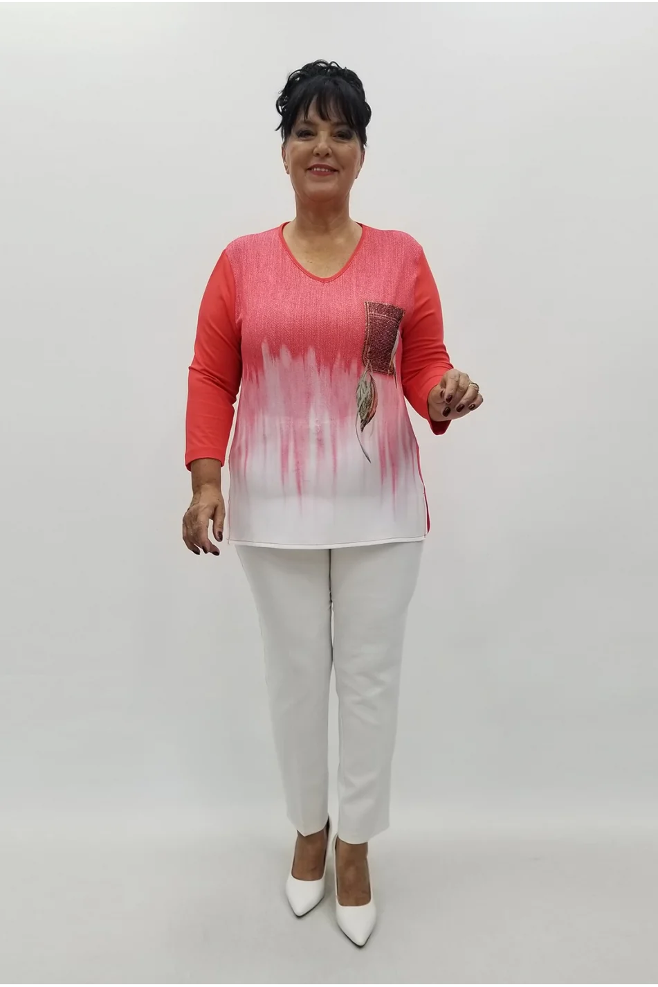 Miraggio Büyük Beden Bluz 99870 MERCAN