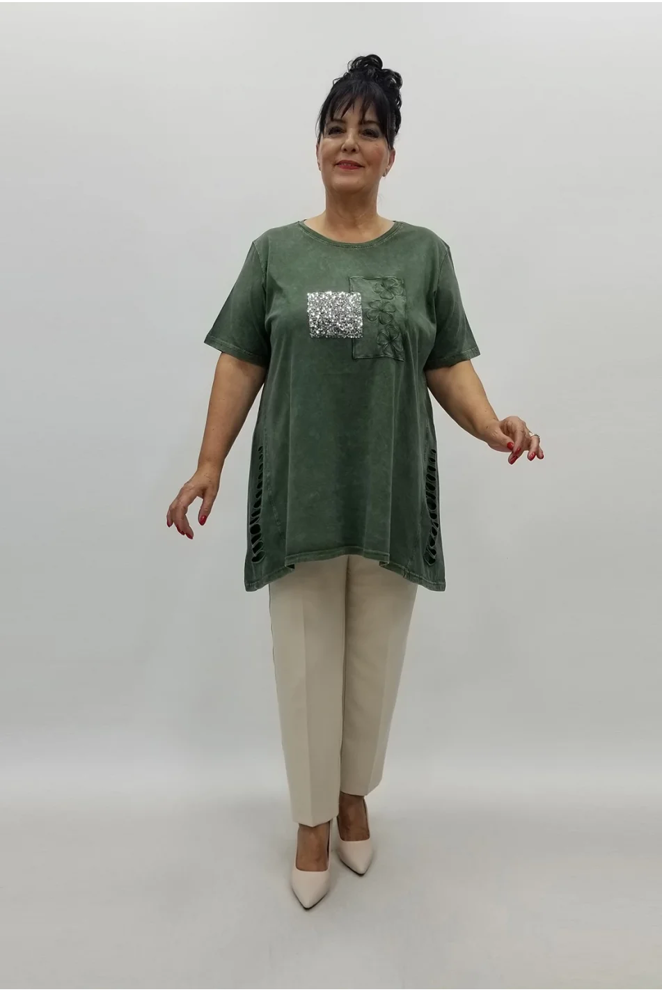 Miraggio Büyük Beden Bluz 99906 HAKİ