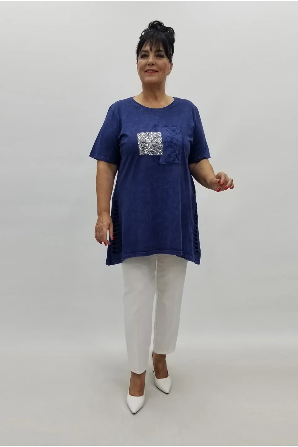 Miraggio Büyük Beden Bluz 99906 LACİVERT