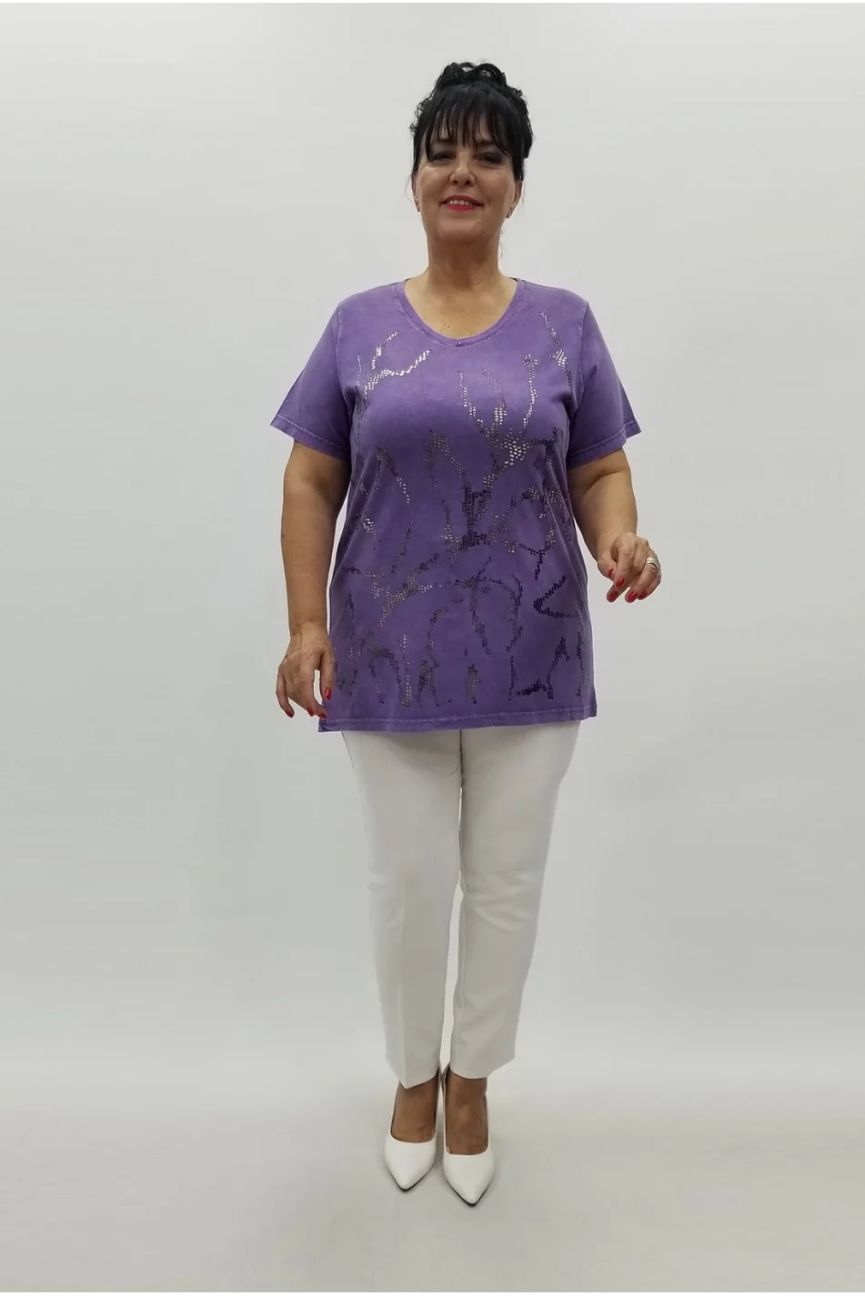 Miraggio Büyük Beden Bluz 99913 LİLA