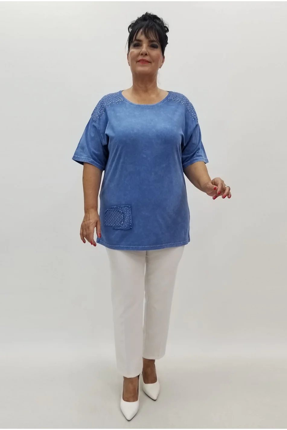 Miraggio Büyük Beden Bluz 99914 MAVİ