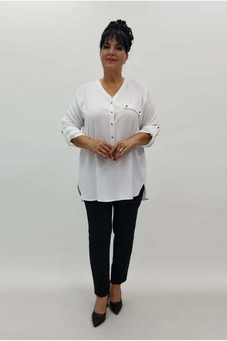 Miraggio Büyük Beden Bluz 99918 BEYAZ