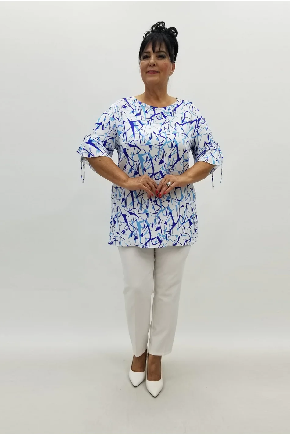 Miraggio Büyük Beden Bluz 99924 BEYAZ/SAKS