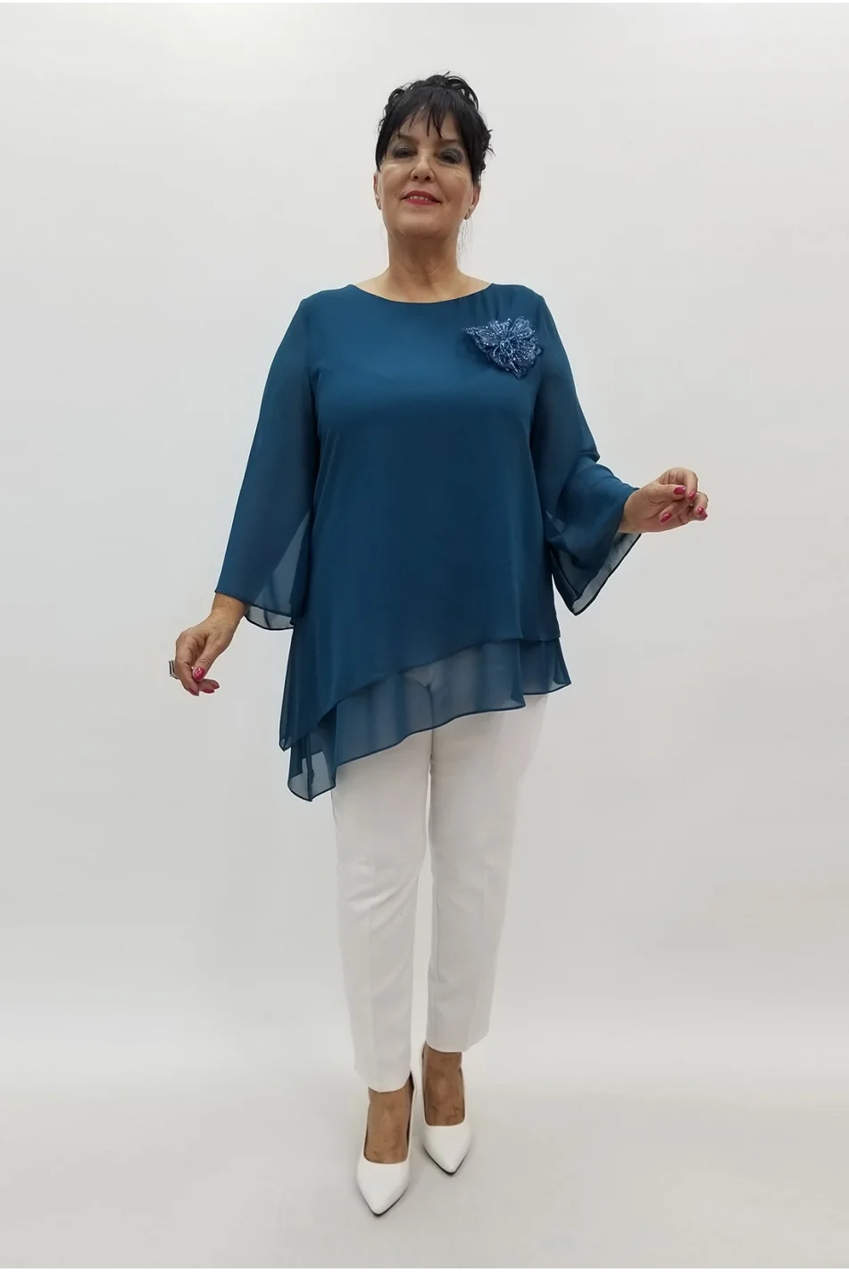 Miraggio Büyük Beden Bluz 99964 PETROL