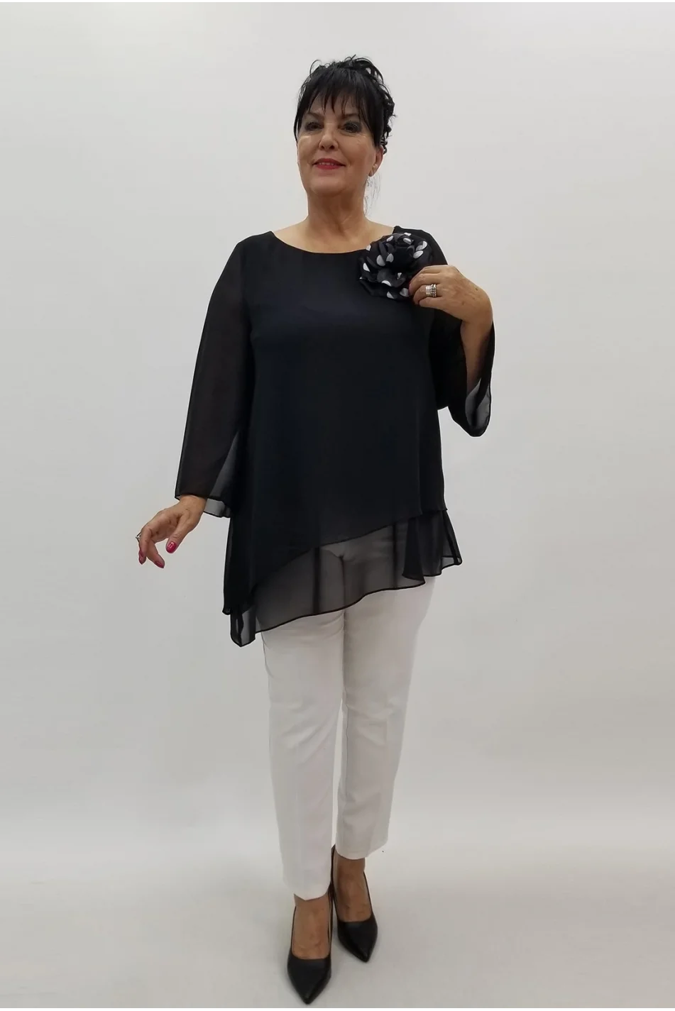 Miraggio Büyük Beden Bluz 99964 SİYAH PUAN