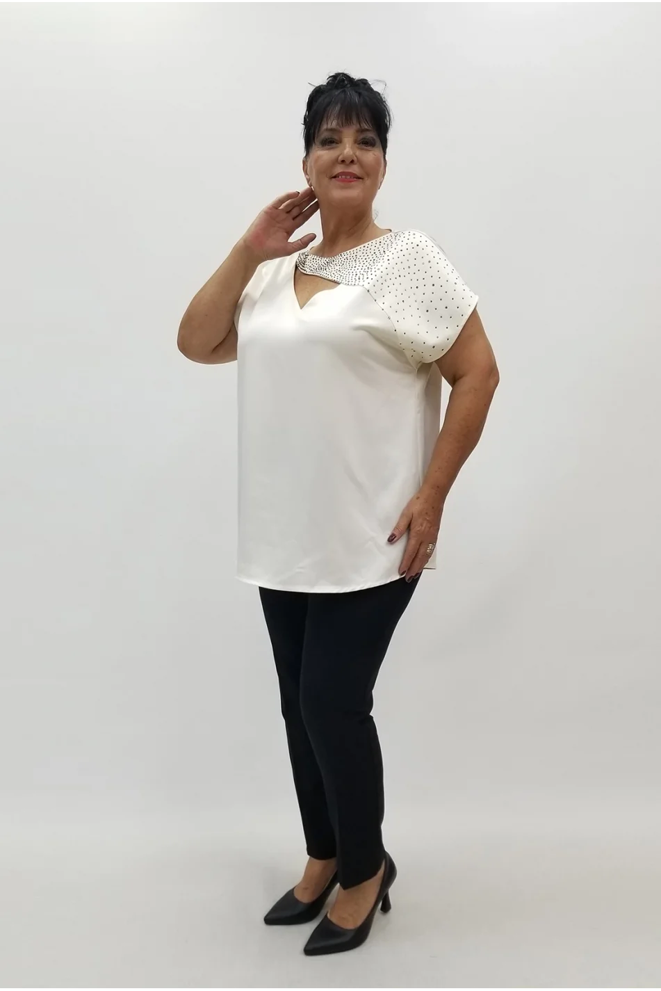 Miraggio Büyük Beden Bluz 99965 EKRU