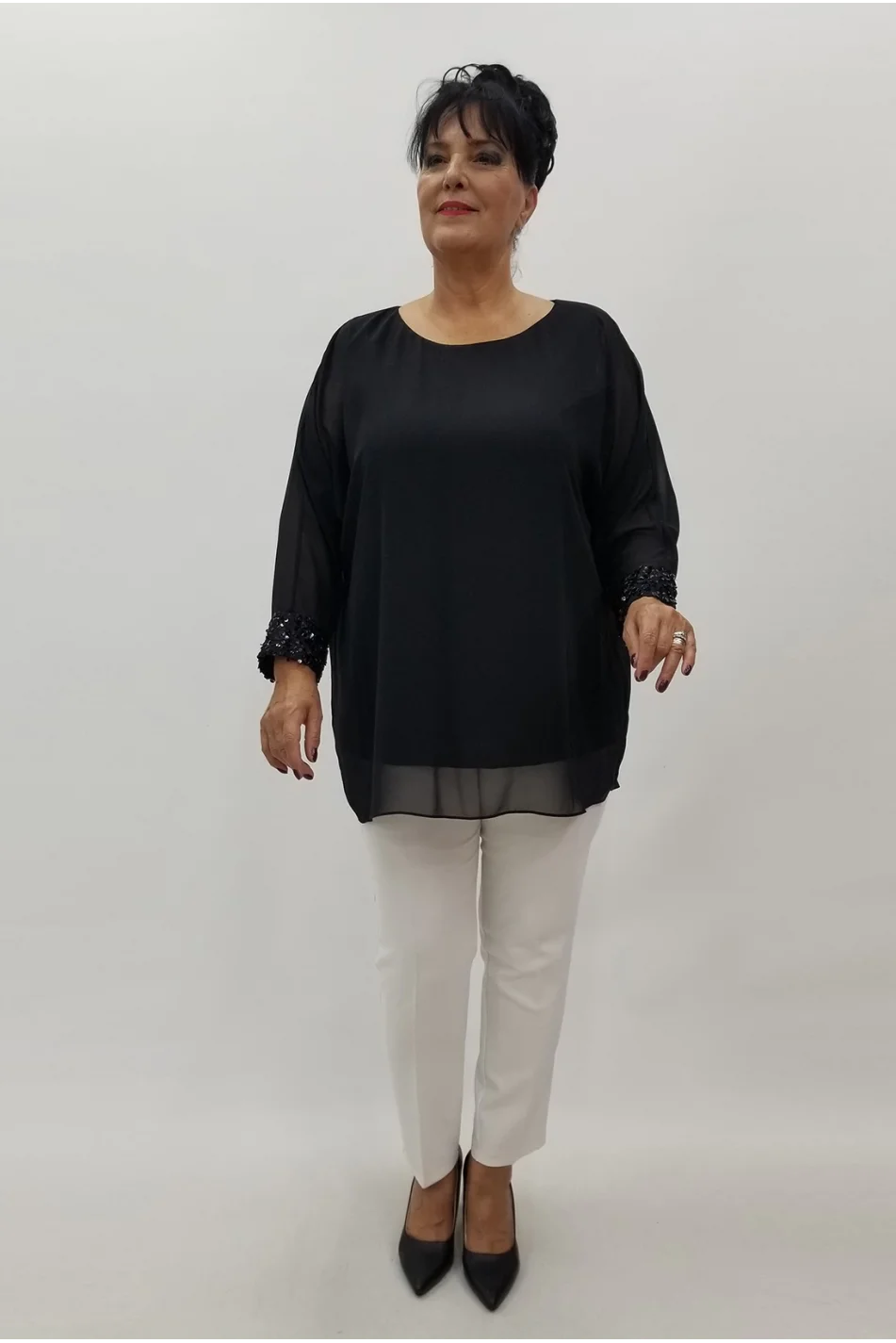 Miraggio Büyük Beden Bluz 99967 SİYAH