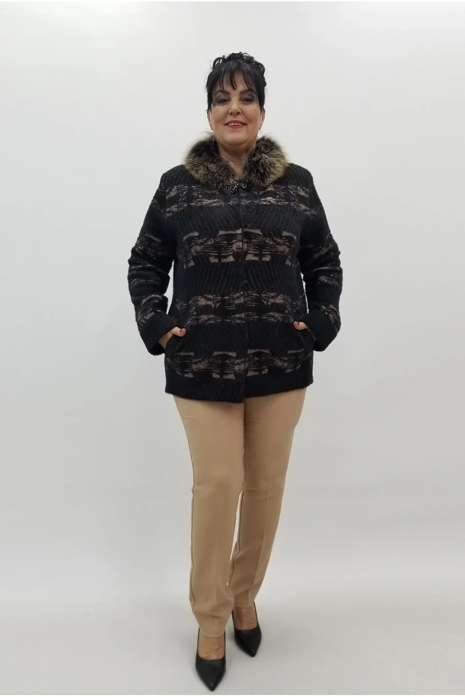 Miraggio Büyük Beden Ceket 4152 SİYAH/KAHVE