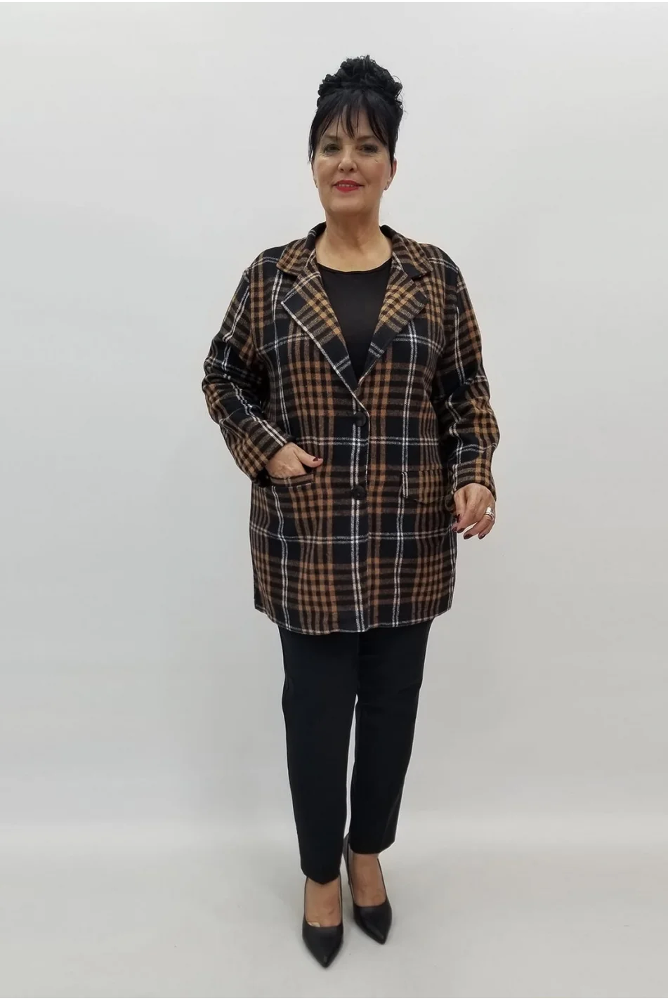 Miraggio Büyük Beden Ceket 99085 KAHVE-SİYAH