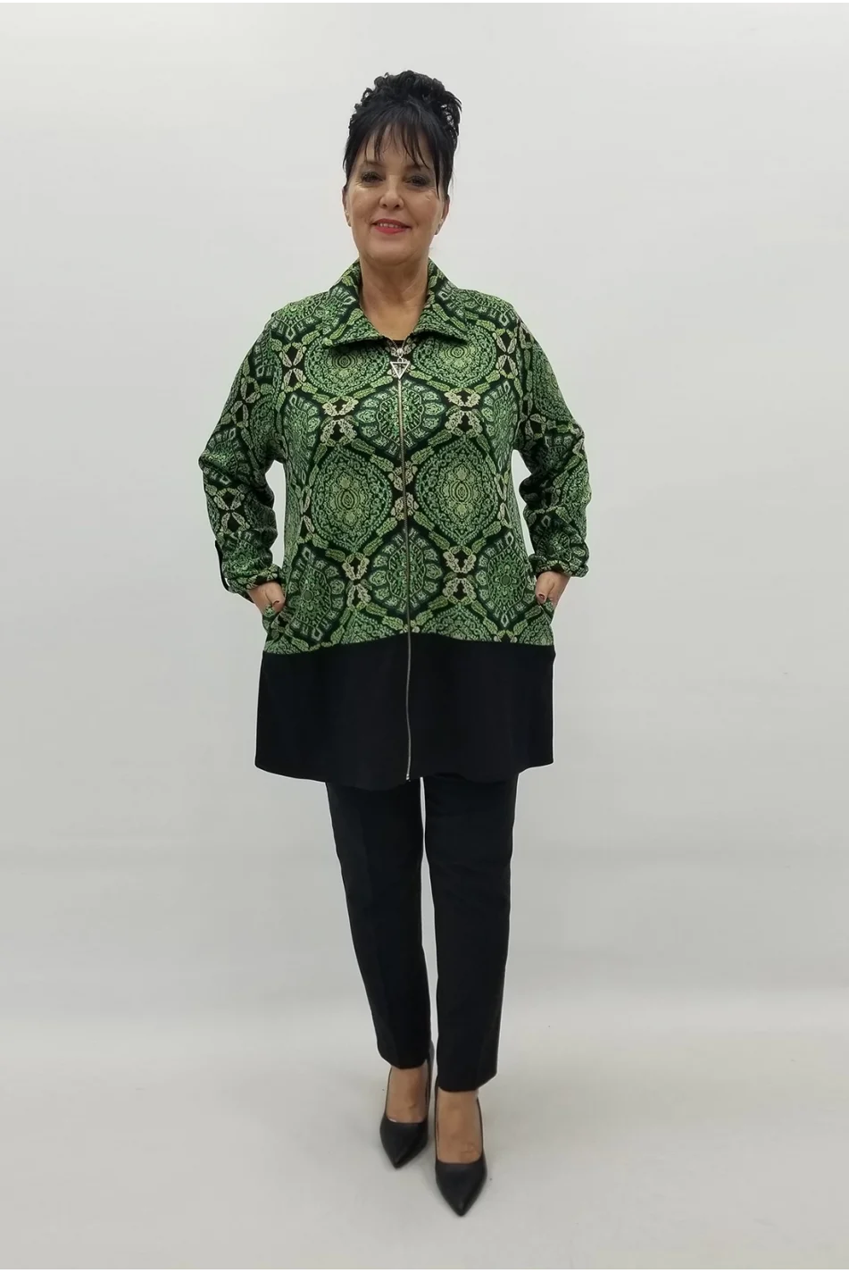 Miraggio Büyük Beden Ceket 99136 YEŞİL