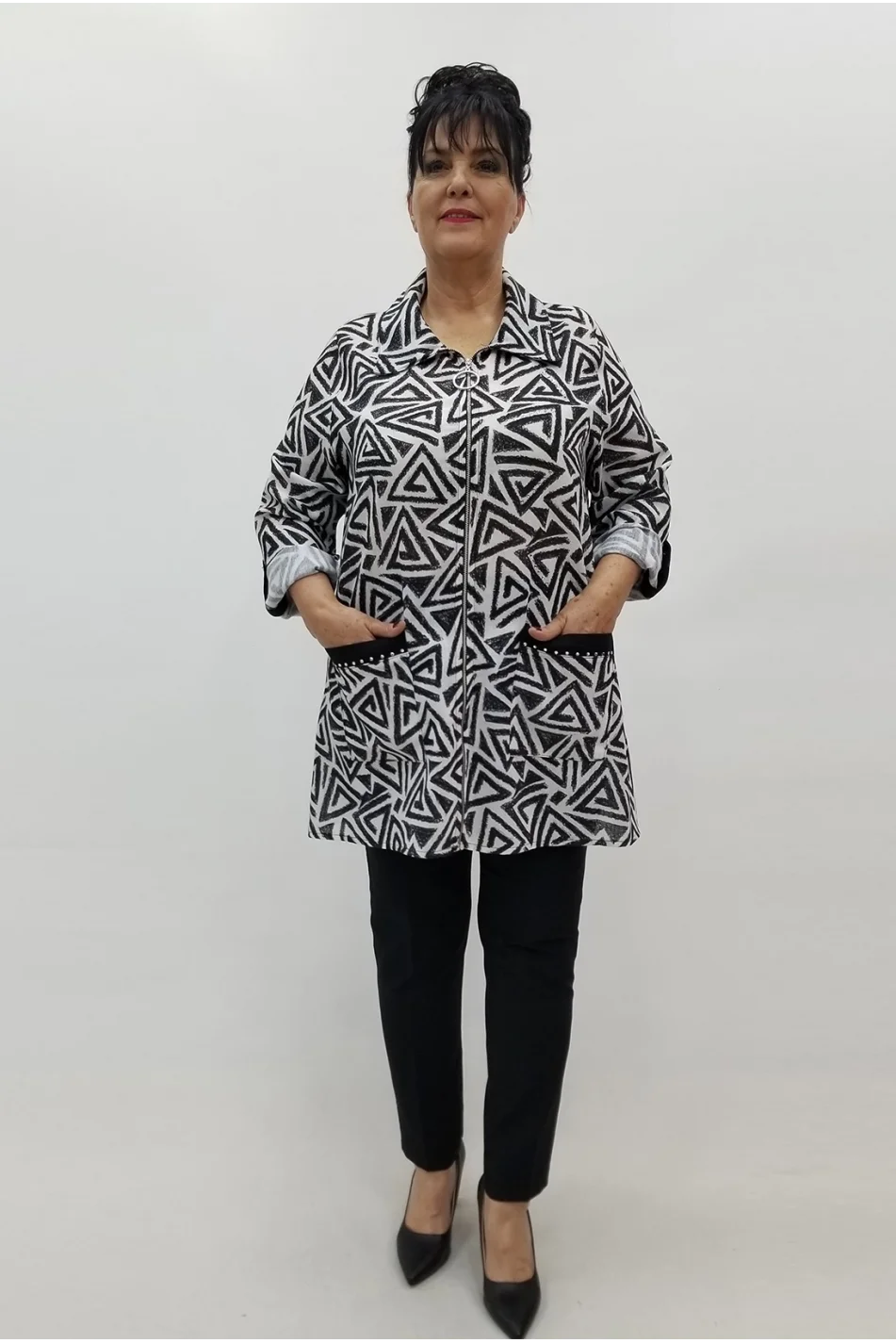 Miraggio Büyük Beden Ceket 99680 SİYAH/BEYAZ