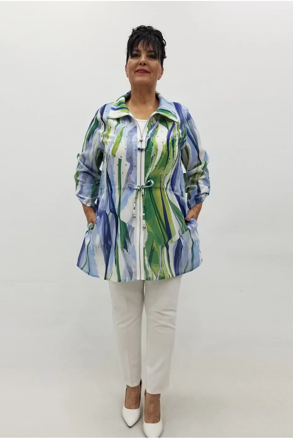 Miraggio Büyük Beden Ceket 99681 YEŞİL/MAVİ