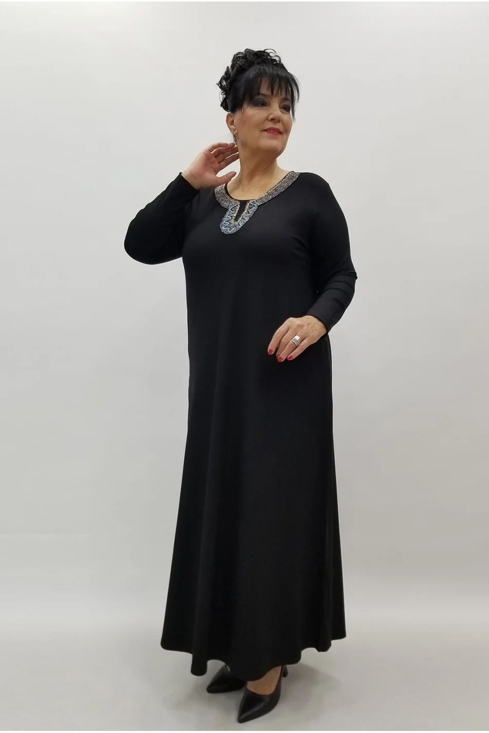 Miraggio Büyük Beden Elbise 4119 SİYAH/MAVİ