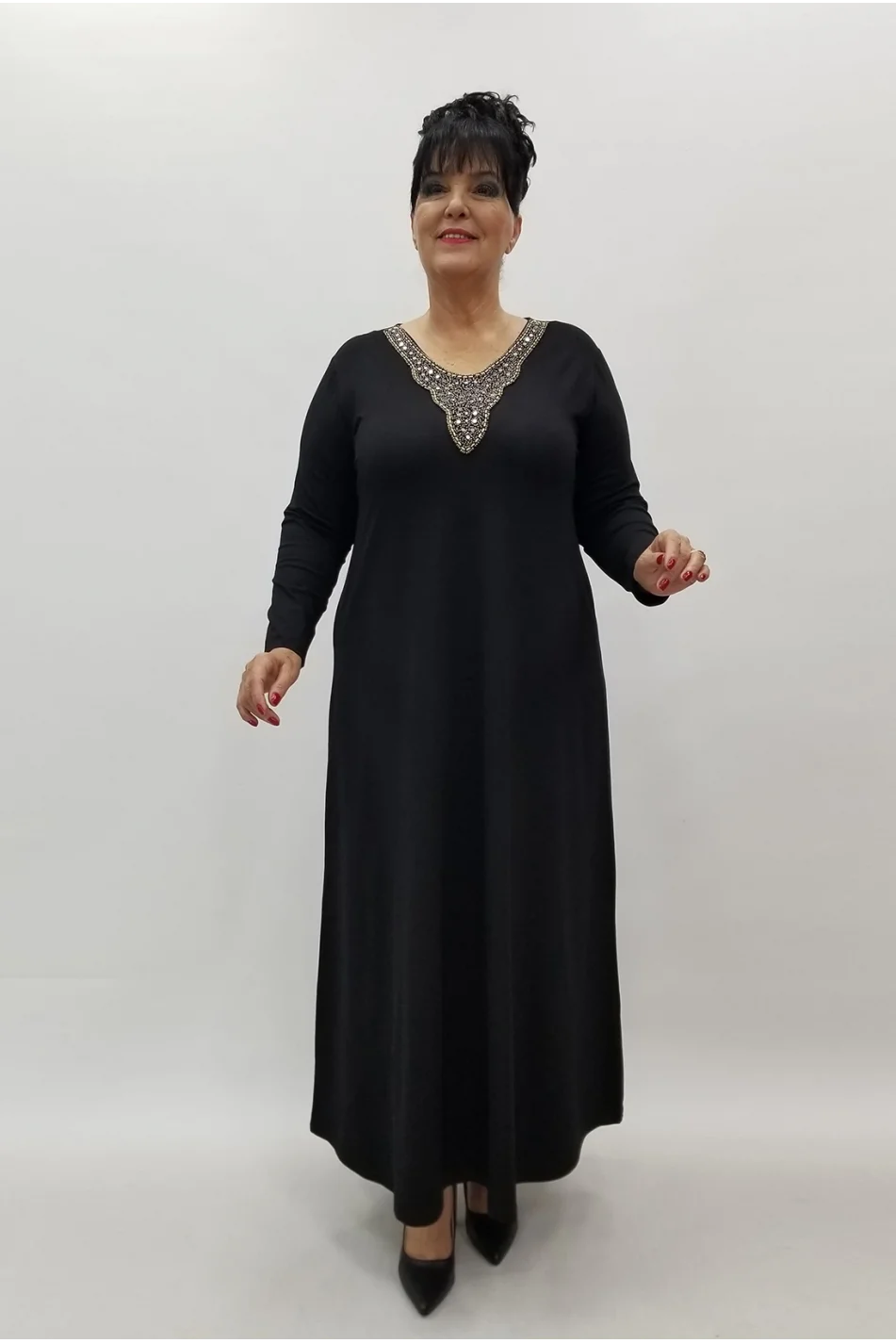 Miraggio Büyük Beden Elbise 4120 SİY-GOLD