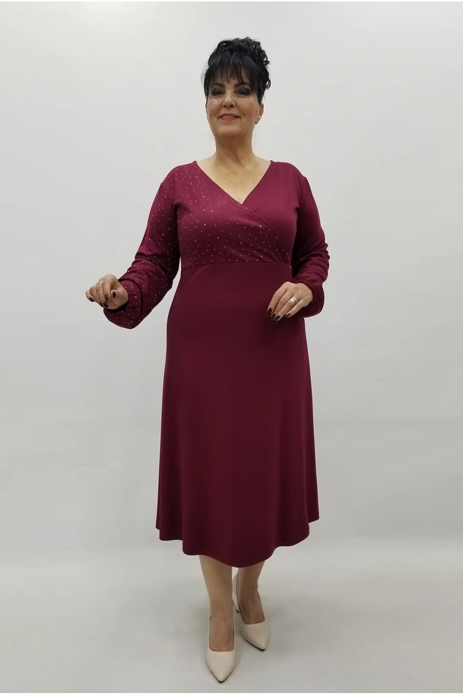 Miraggio Büyük Beden Elbise 4132 BORDO