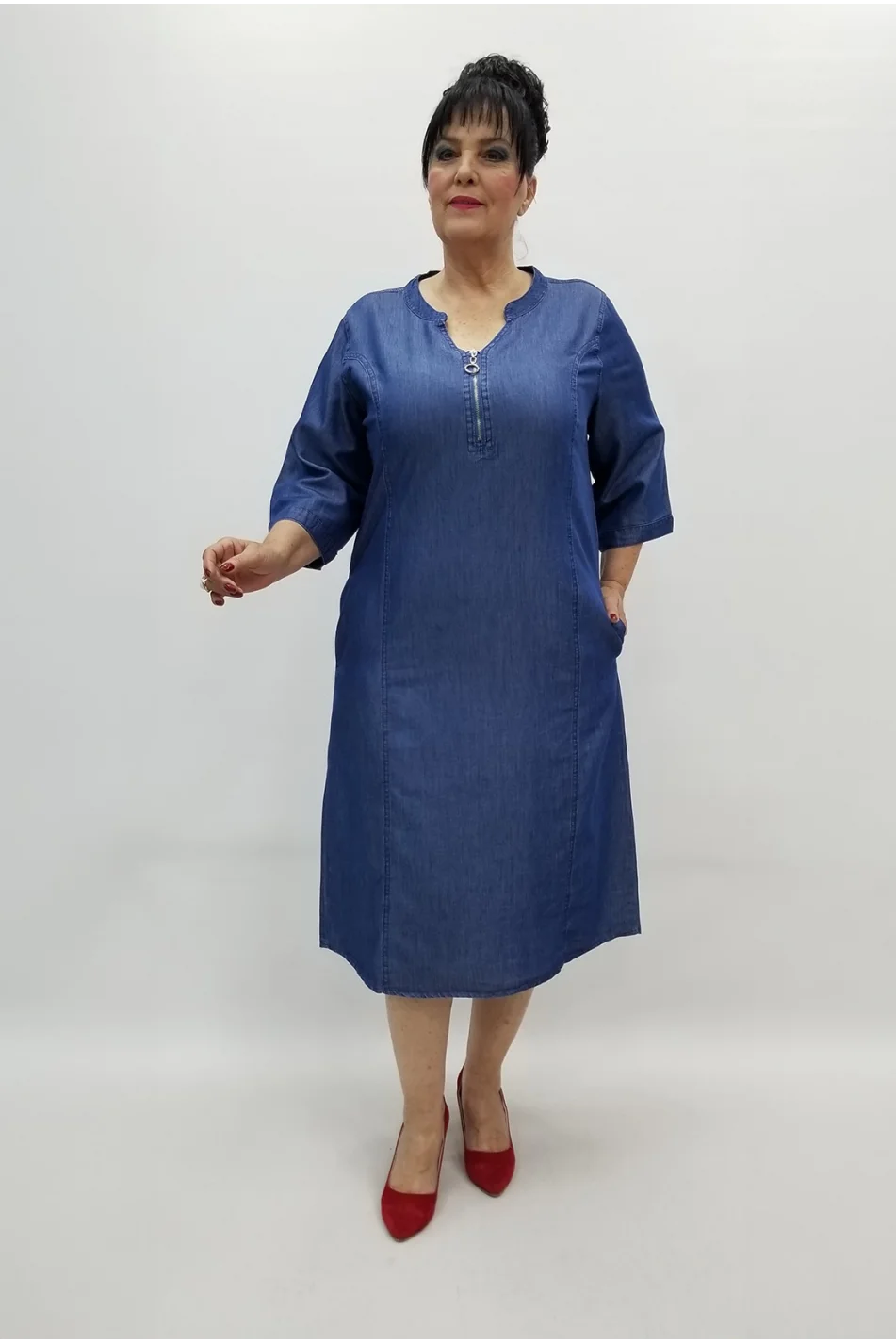 Miraggio Büyük Beden Elbise 97322 KOT MAVİ