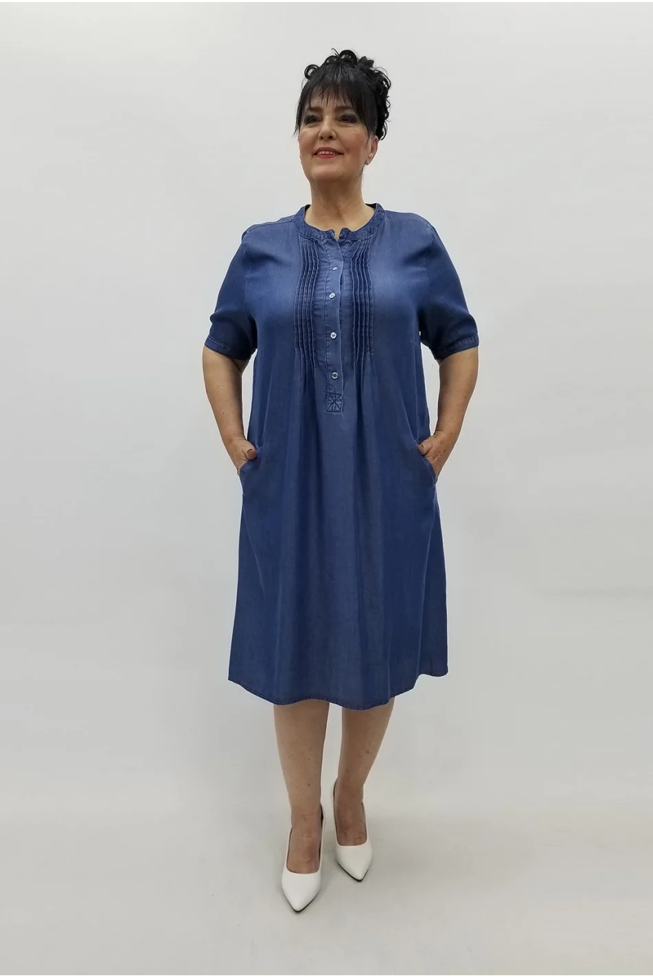 Miraggio Büyük Beden Elbise 97470 KOT MAVİ