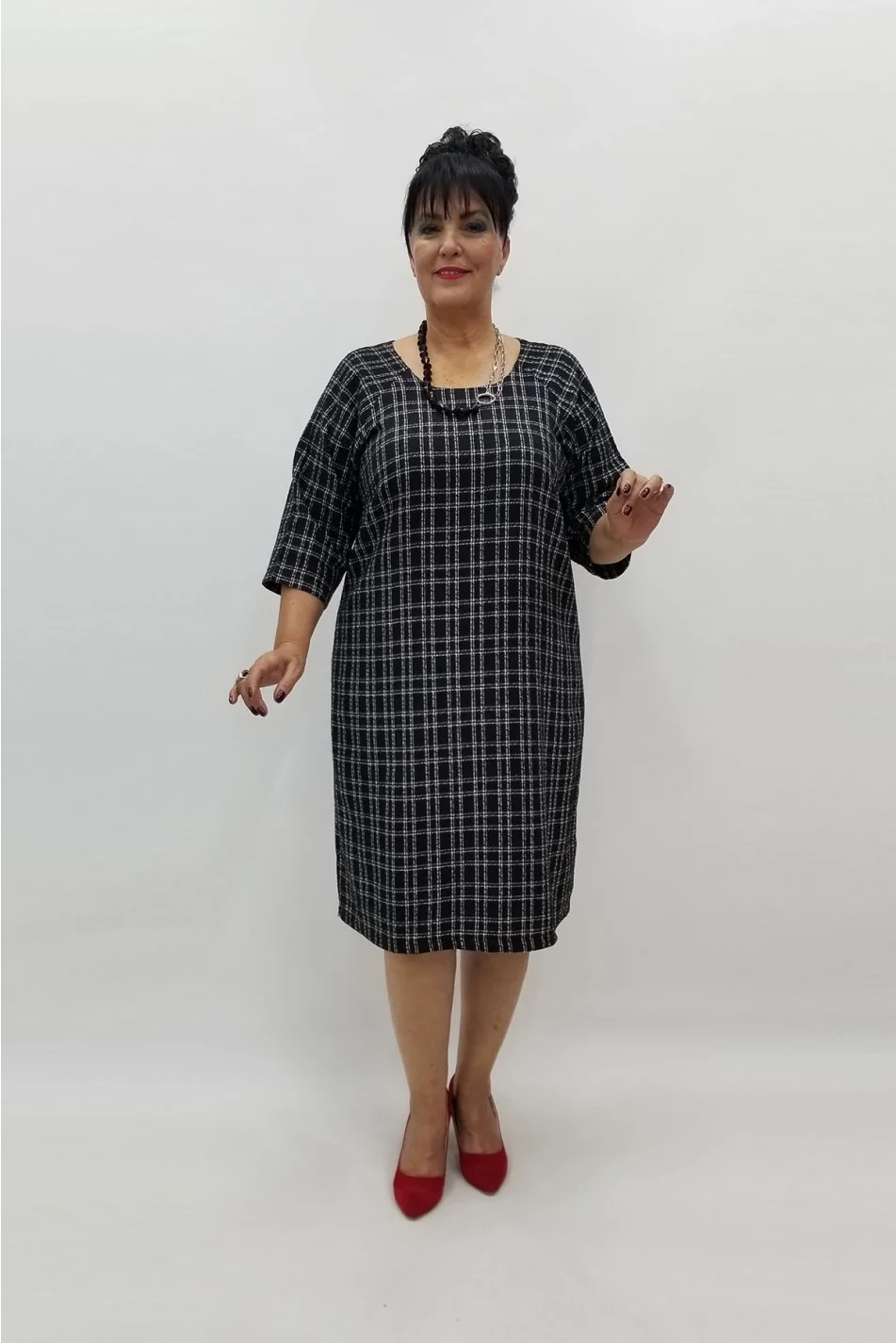 Miraggio Büyük Beden Elbise 97984 SİYAH/BEYAZ