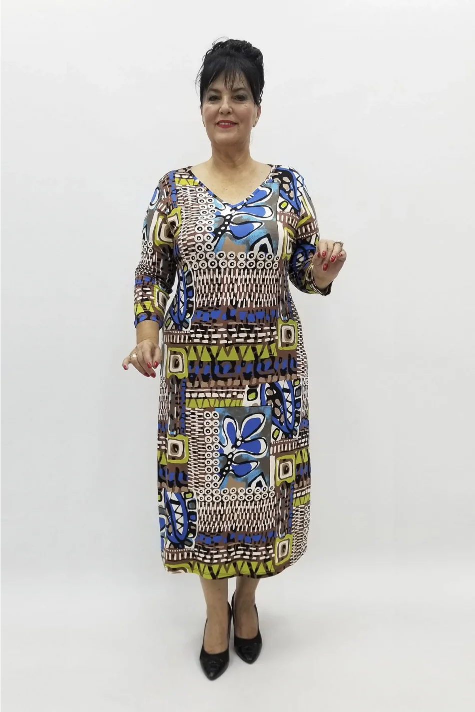 Miraggio Büyük Beden Elbise 98042 MAVİ