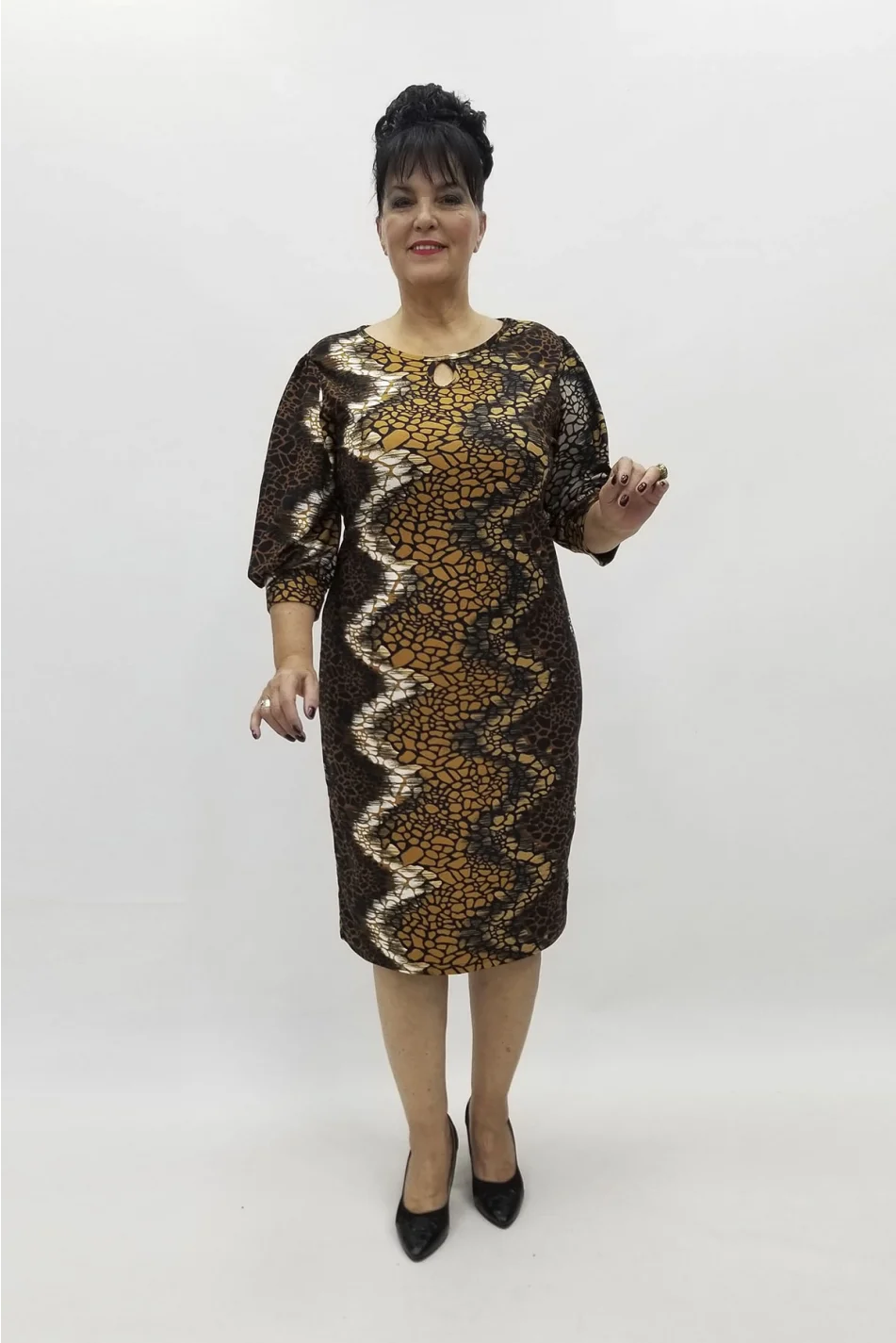 Miraggio Büyük Beden Elbise 98126 KAHVE