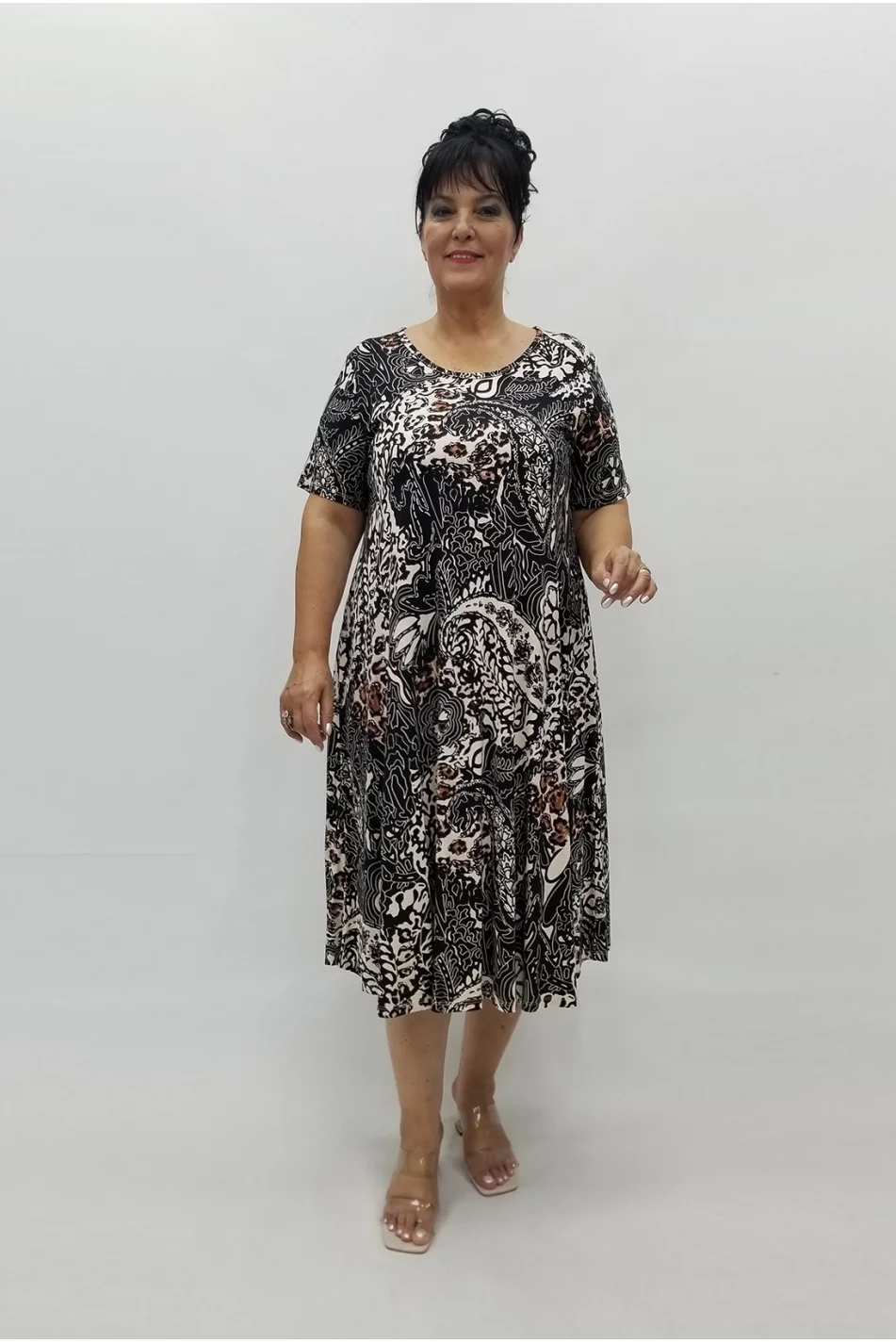 Miraggio Büyük Beden Elbise 98591 SİYAH/BEJ