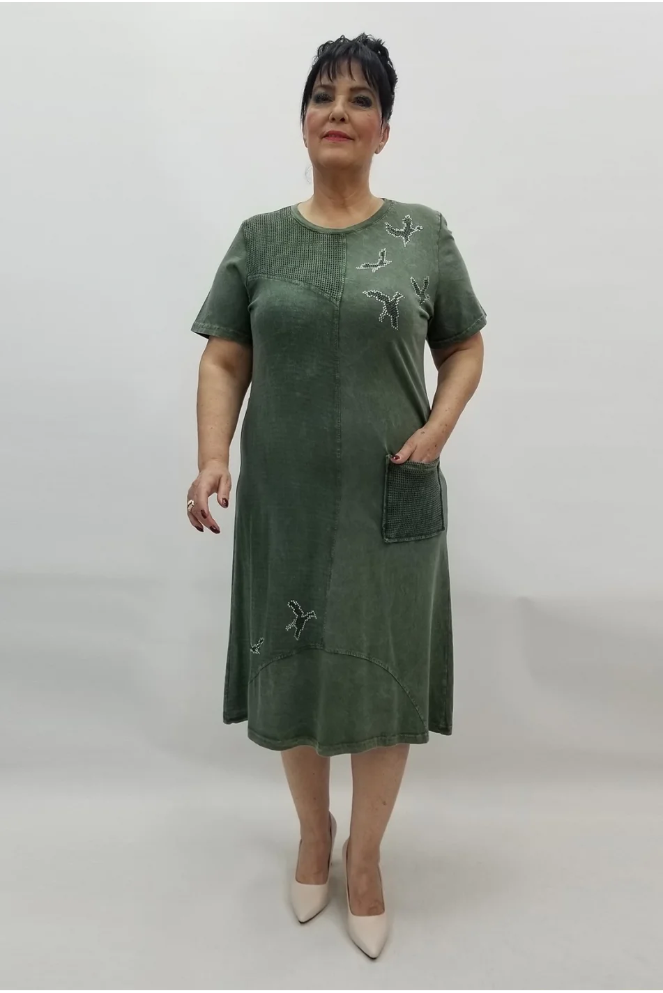 Miraggio Büyük Beden Elbise 98651 HAKİ