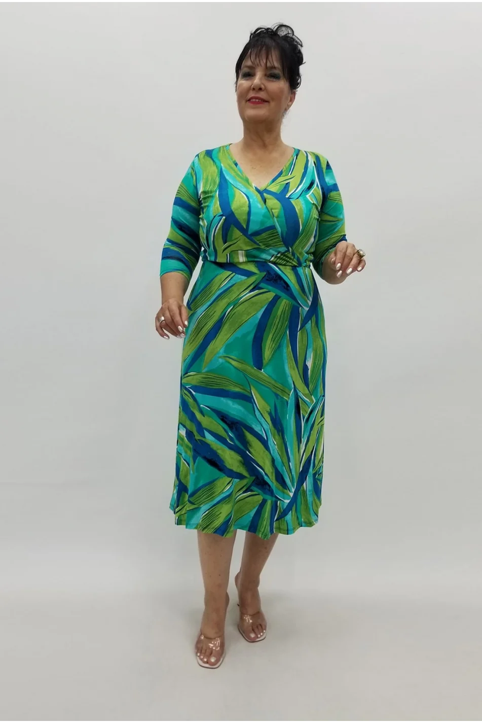 Miraggio Büyük Beden Elbise 98762 YEŞİL