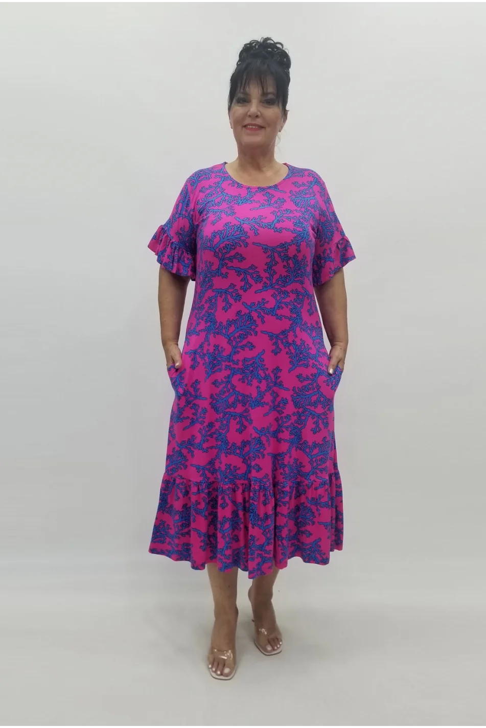 Miraggio Büyük Beden Elbise 98837 FUŞYA