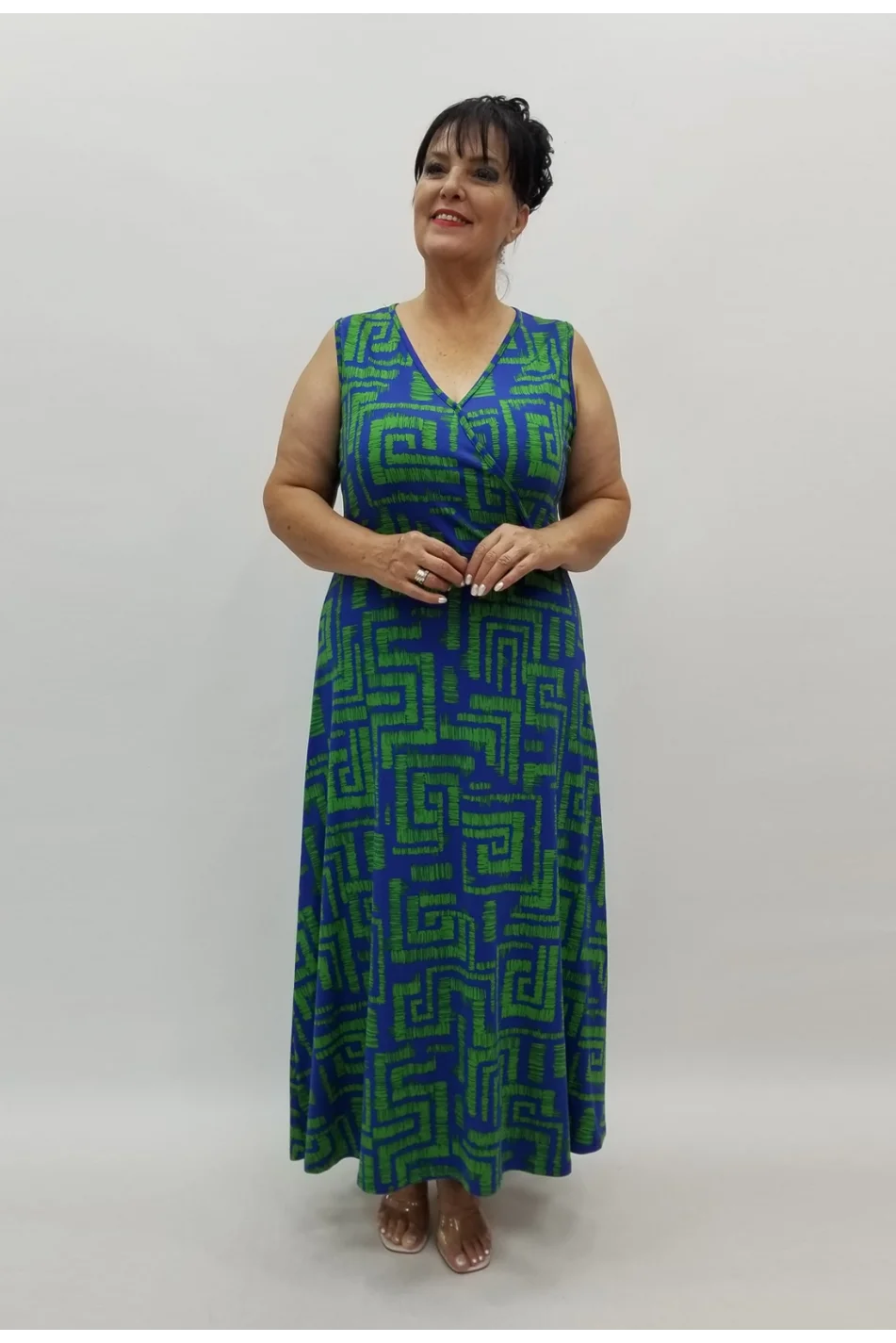 Miraggio Büyük Beden Elbise 98896 SAKS/YEŞİL