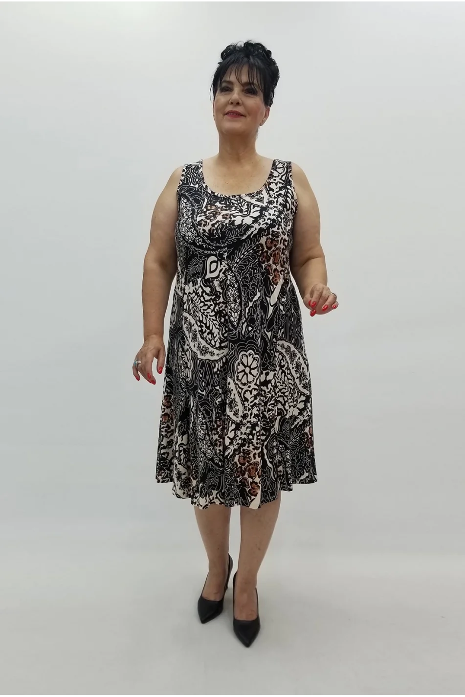 Miraggio Büyük Beden Elbise 98905 SİYAH/BEJ