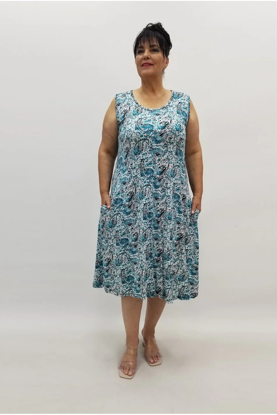 Miraggio Büyük Beden Elbise 98907 TURKUAZ