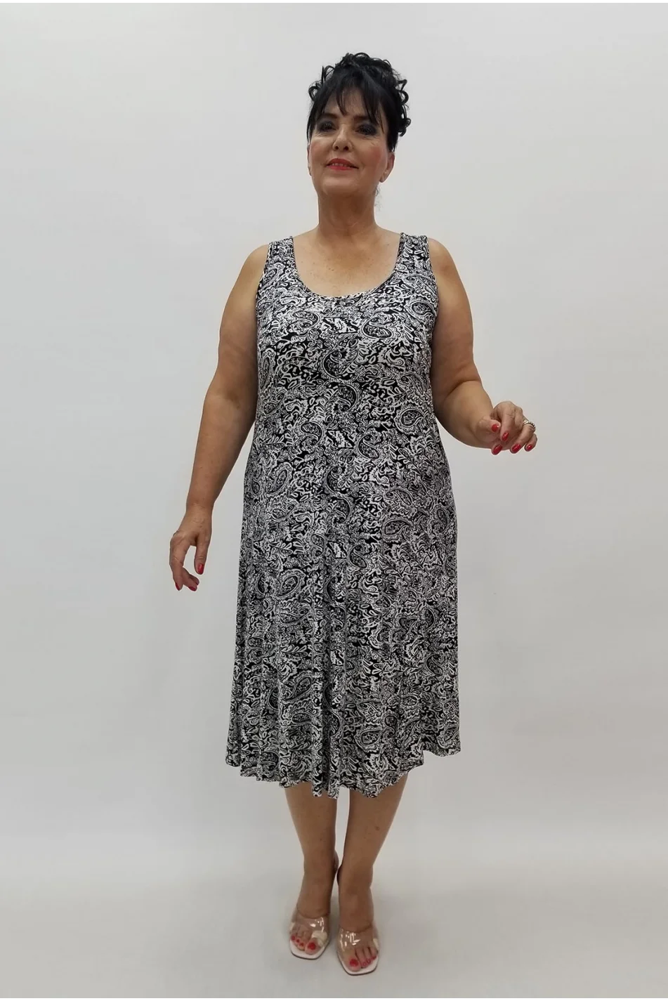 Miraggio Büyük Beden Elbise 98912 SİYAH/BEYAZ