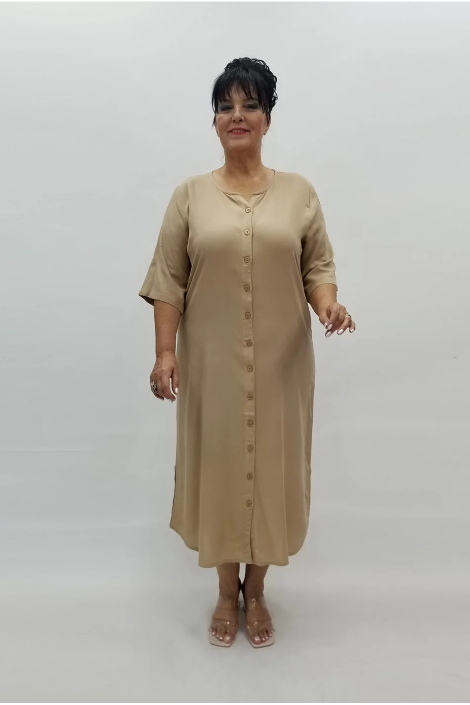 Miraggio Büyük Beden Elbise 98940 BEJ