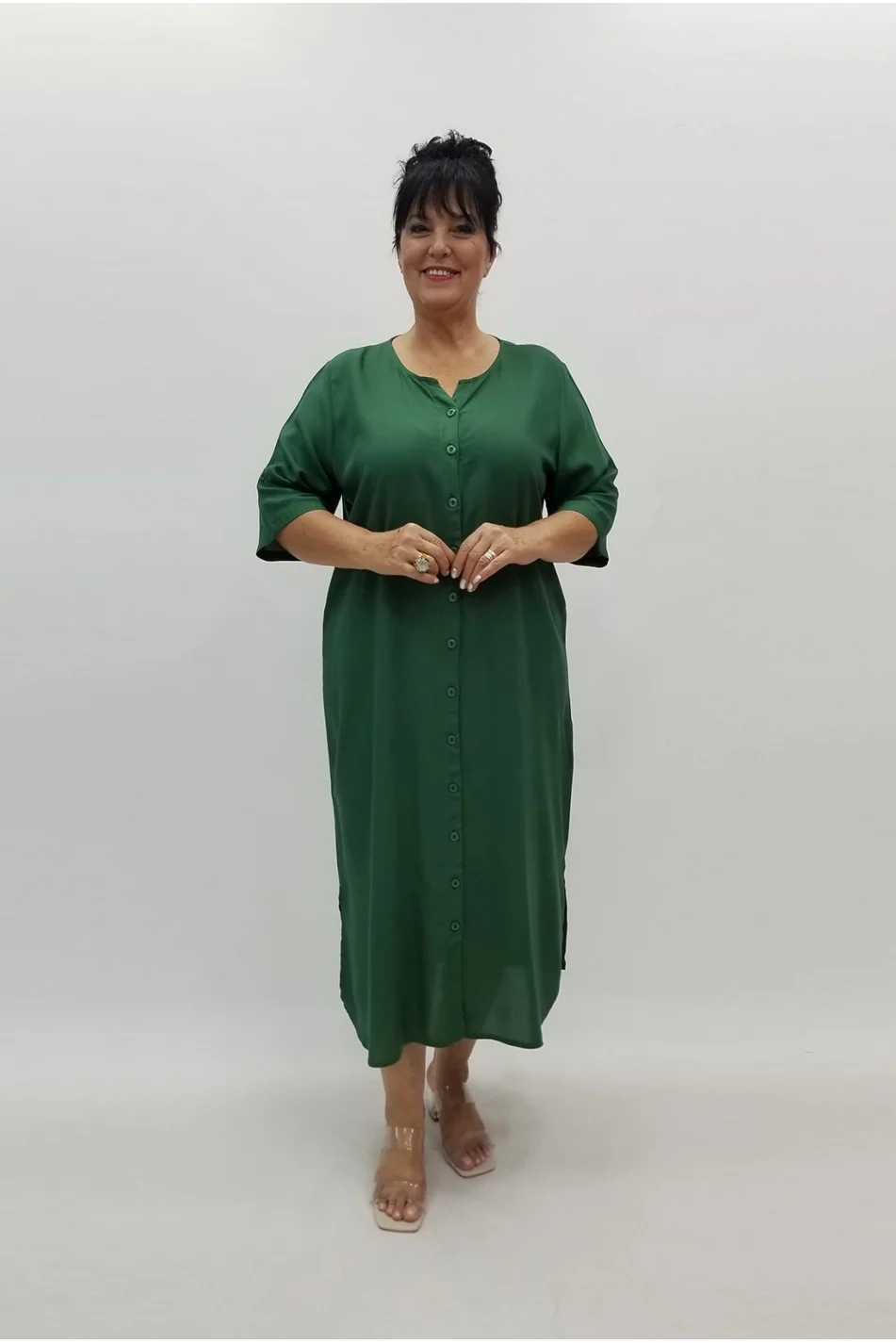 Miraggio Büyük Beden Elbise 98940 ZÜMRÜT YEŞİLİ