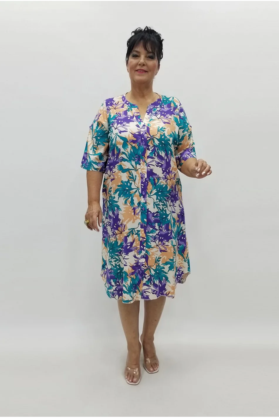 Miraggio Büyük Beden Elbise 99008 MOR