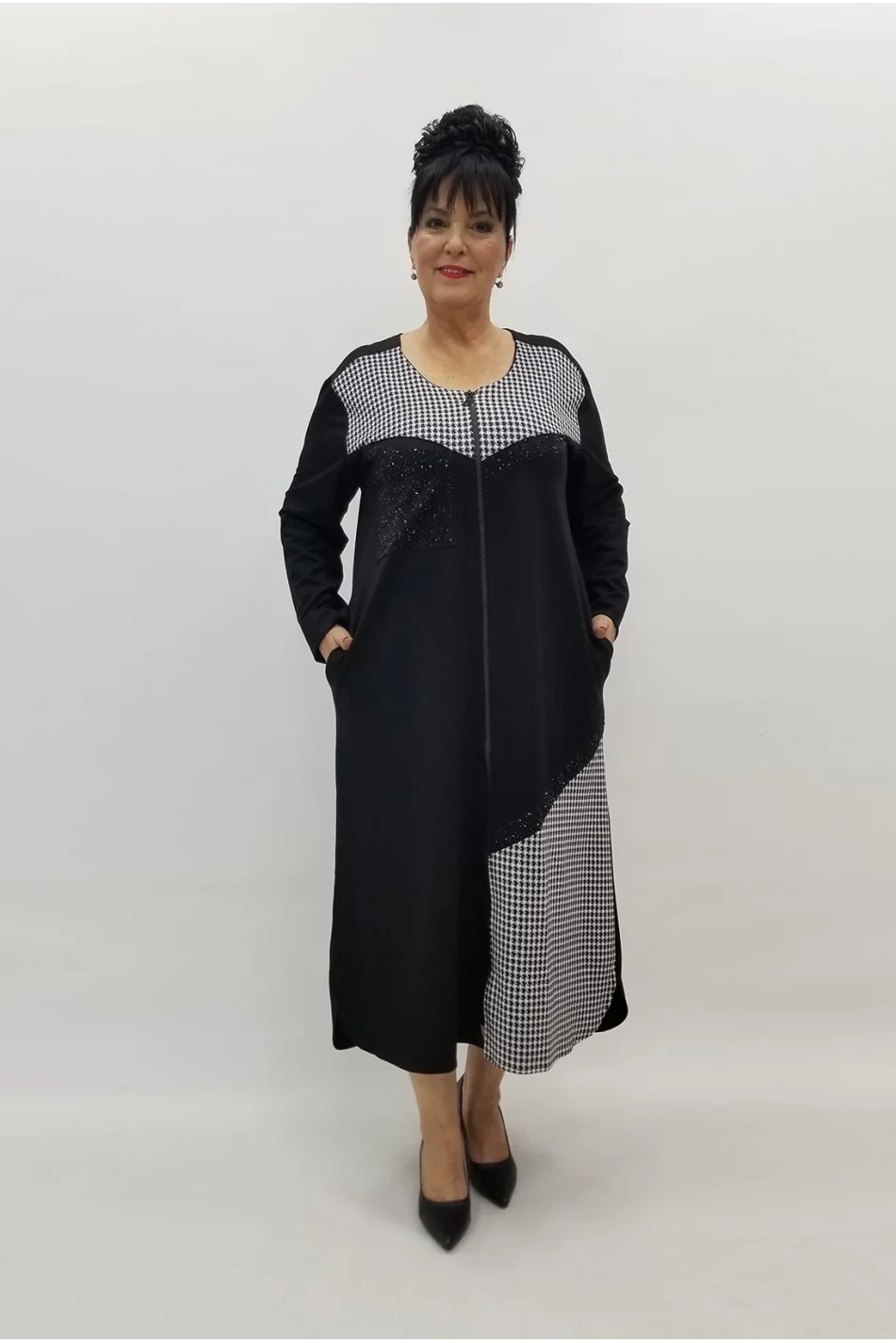 Miraggio Büyük Beden Elbise 99106 SİYAH/BEYAZ
