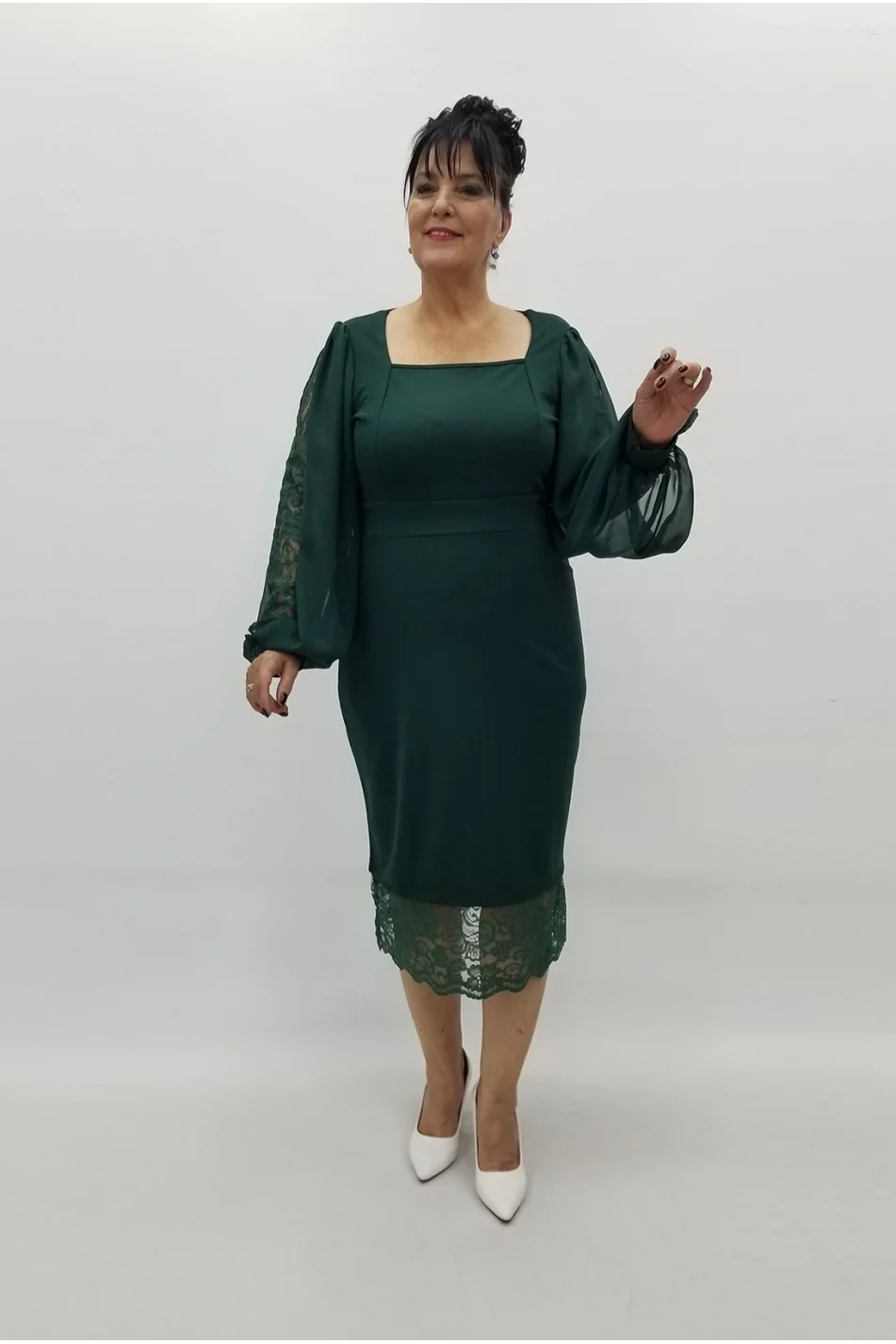 Miraggio Büyük Beden Elbise 99112 YEŞİL