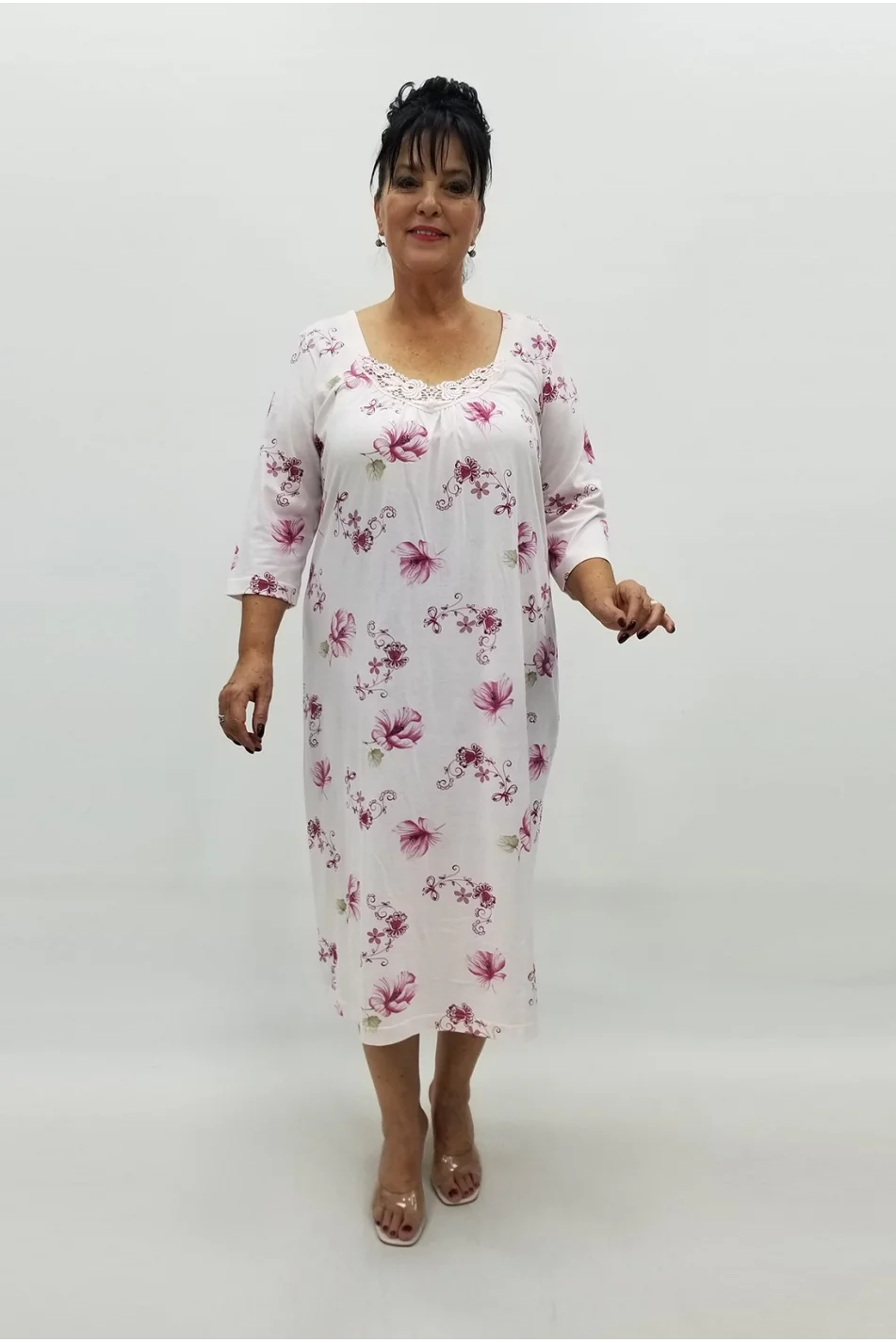 Miraggio Büyük Beden Elbise 99127 BORDO ÇİÇEKLİ