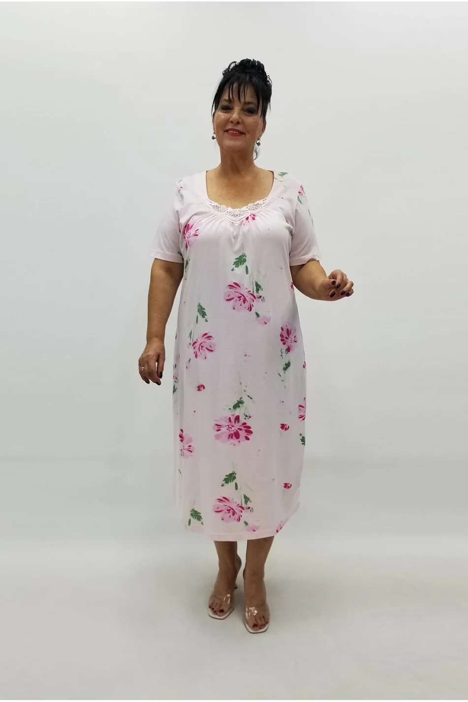 Miraggio Büyük Beden Elbise 99127 PEMBE ÇİÇEKLİ