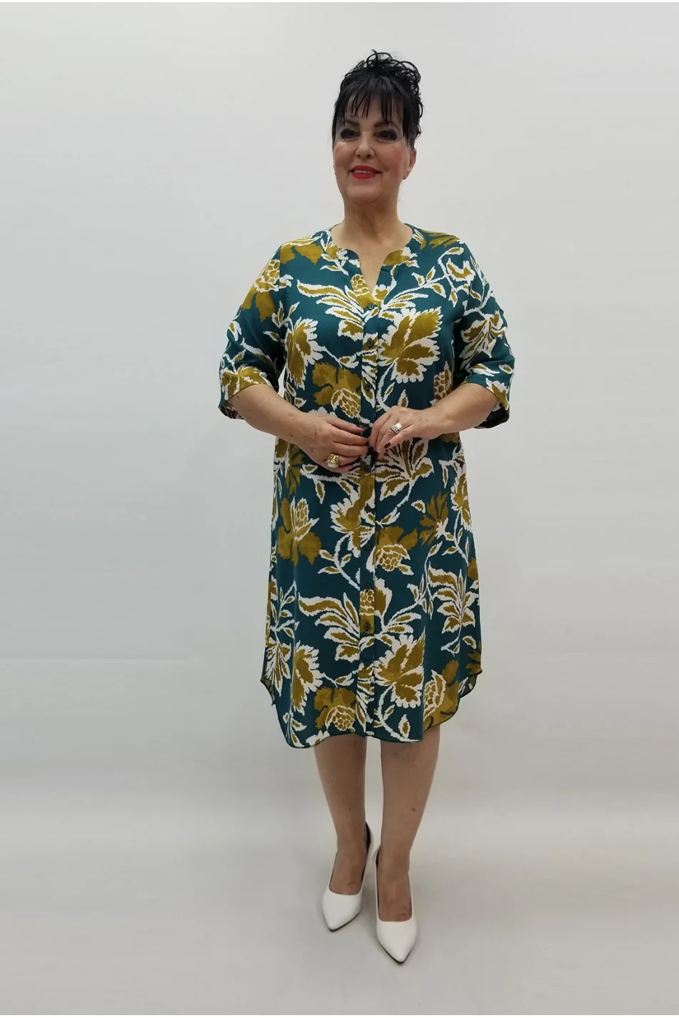 Miraggio Büyük Beden Elbise 99265 PETROL