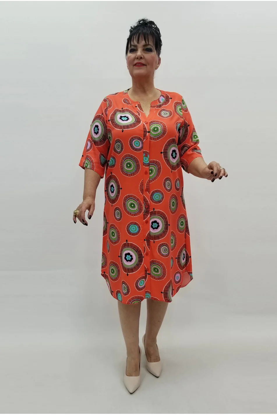 Miraggio Büyük Beden Elbise 99266 TURUNCU