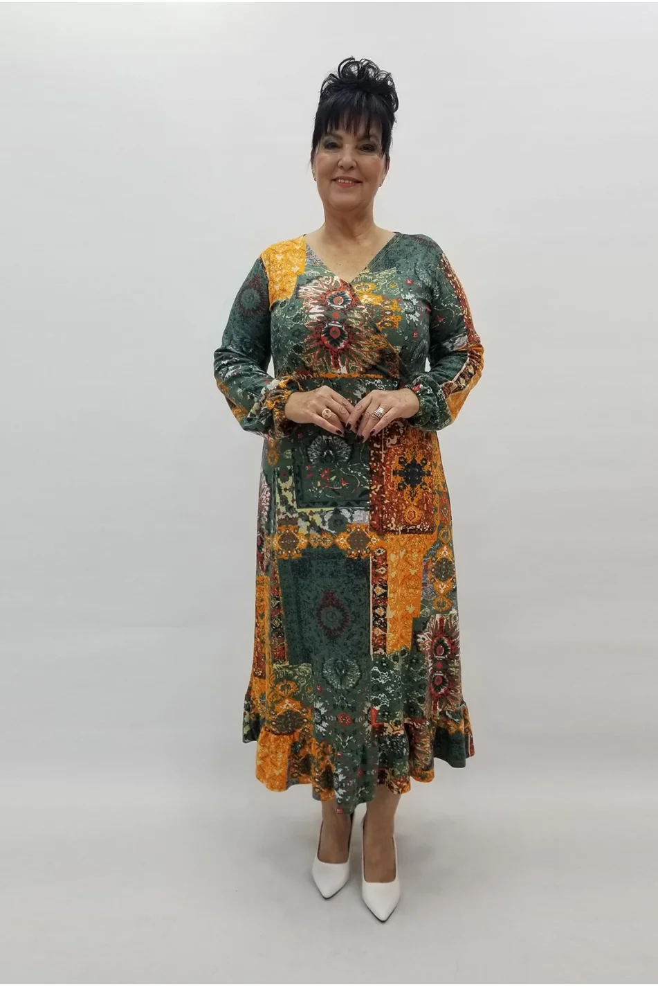 Miraggio Büyük Beden Elbise 99304 HAKİ