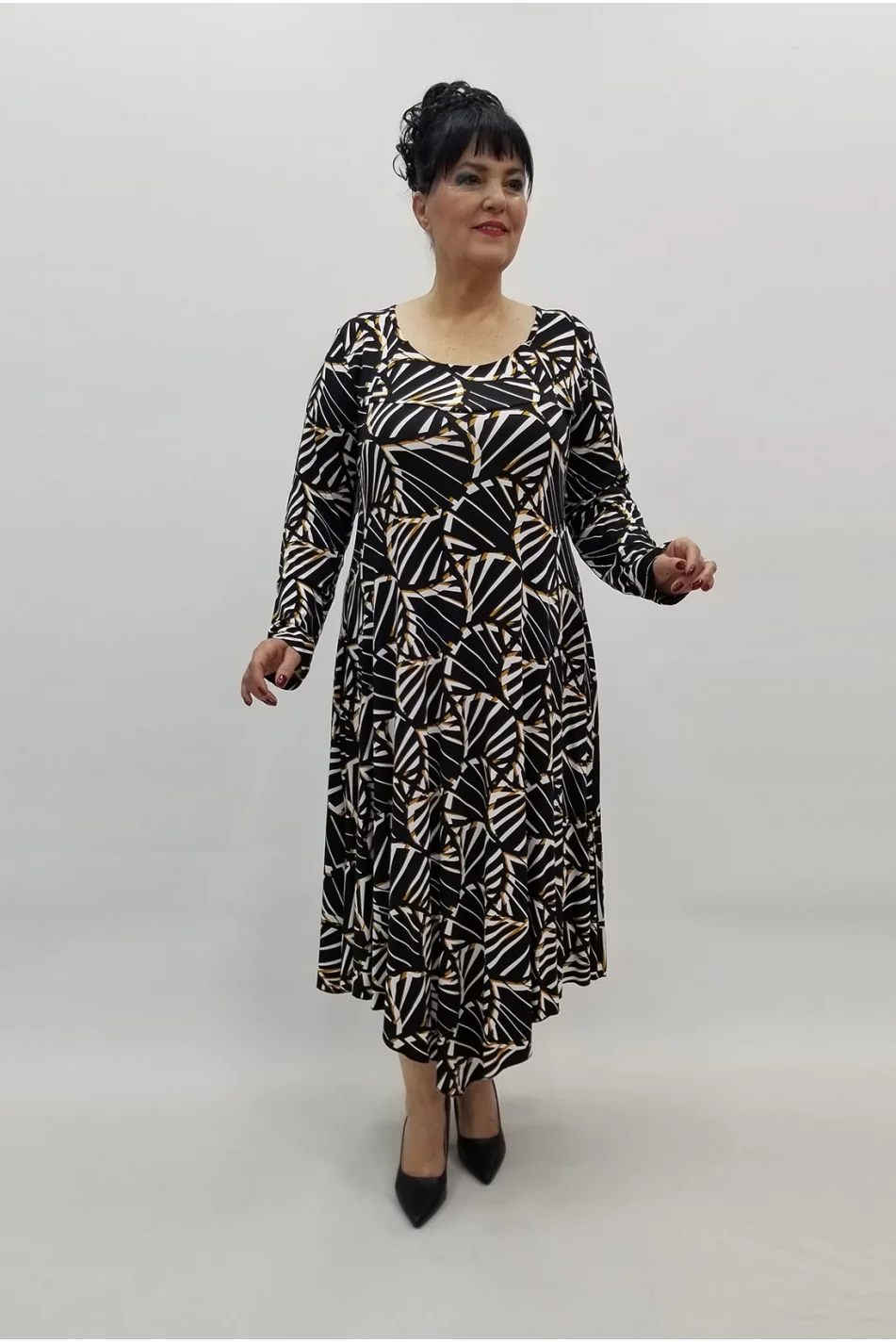 Miraggio Büyük Beden Elbise 99471 SİYAH/TABA