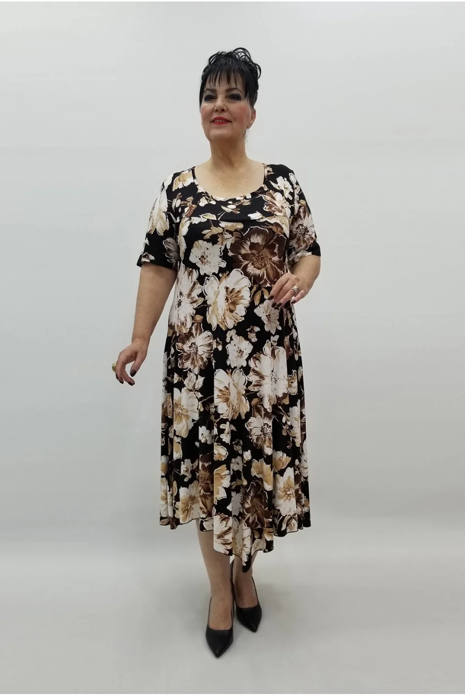 Miraggio Büyük Beden Elbise 99472 KAHVE