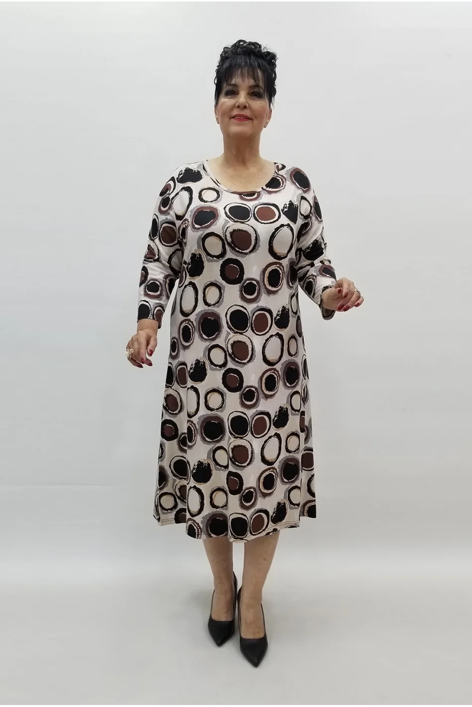 Miraggio Büyük Beden Elbise 99577 KAHVE