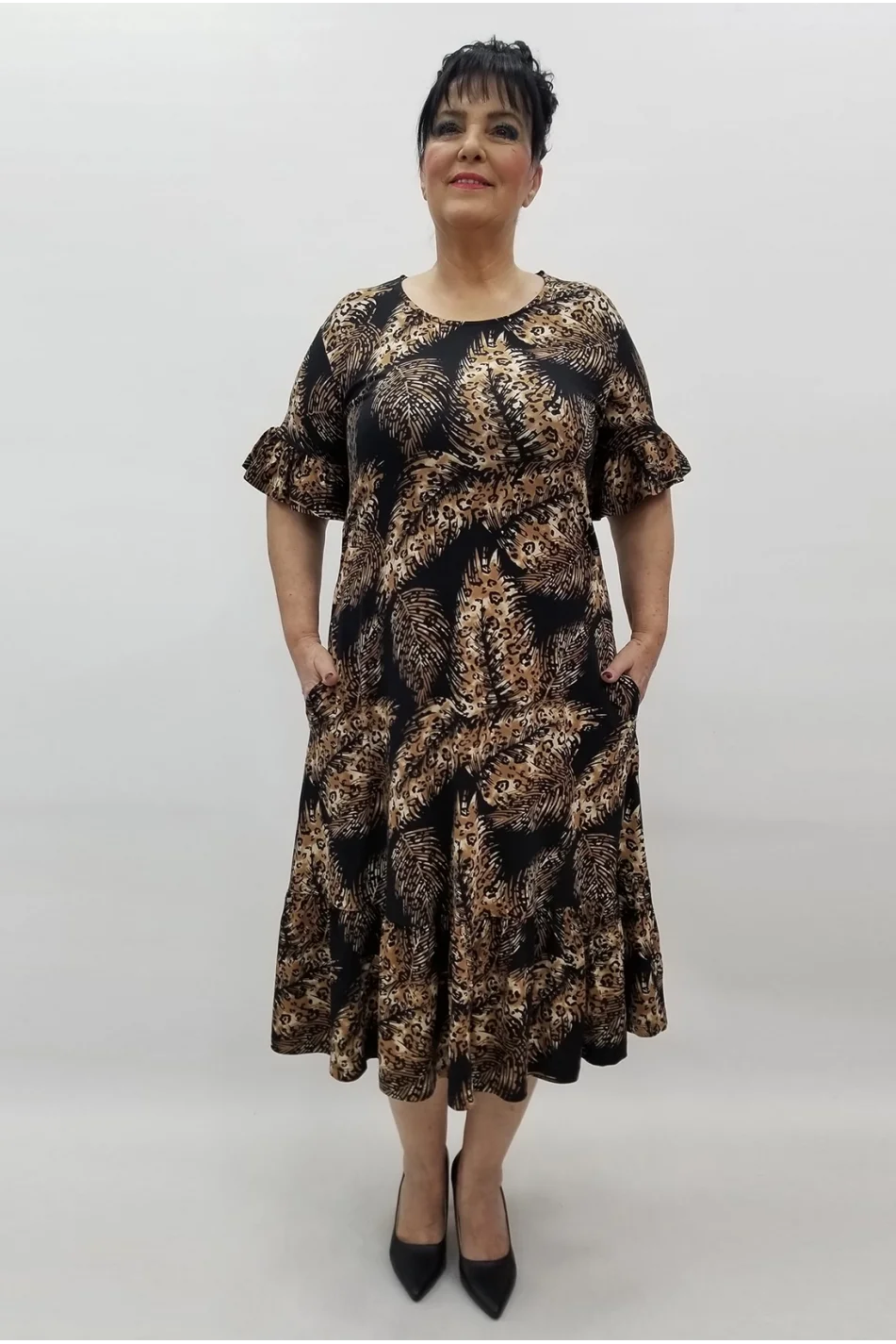 Miraggio Büyük Beden Elbise 99585 KAHVE-SİYAH