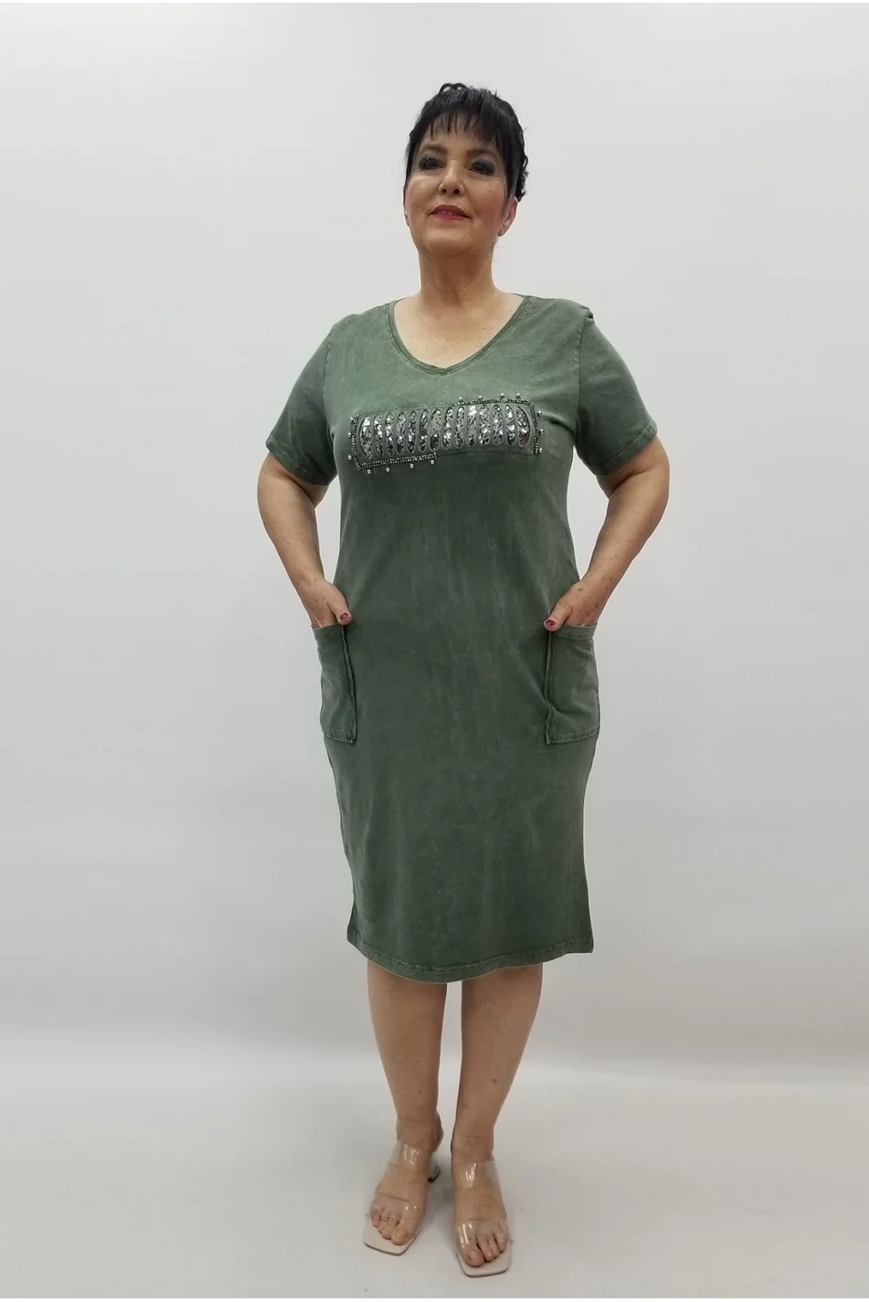 Miraggio Büyük Beden Elbise 99635 HAKİ