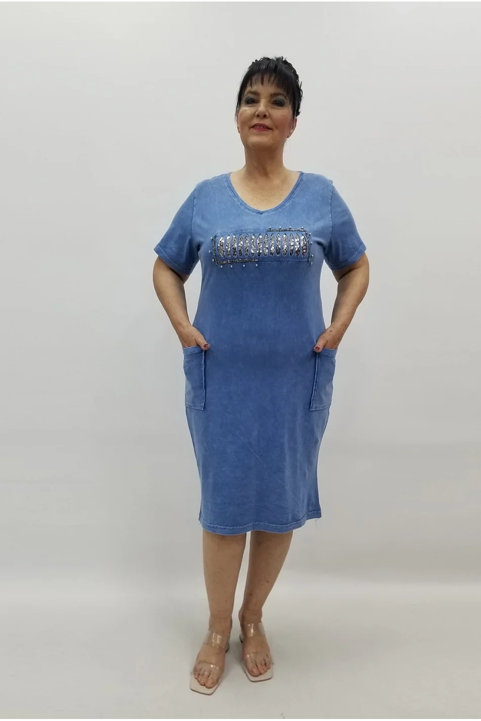 Miraggio Büyük Beden Elbise 99635 MAVİ