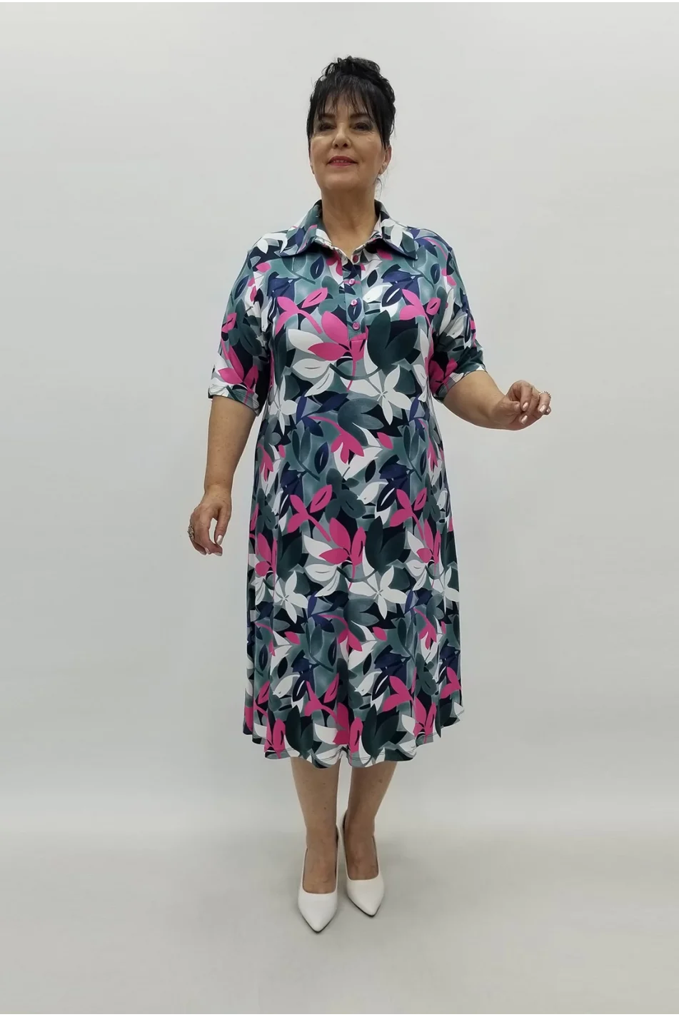 Miraggio Büyük Beden Elbise 99686 YEŞİL