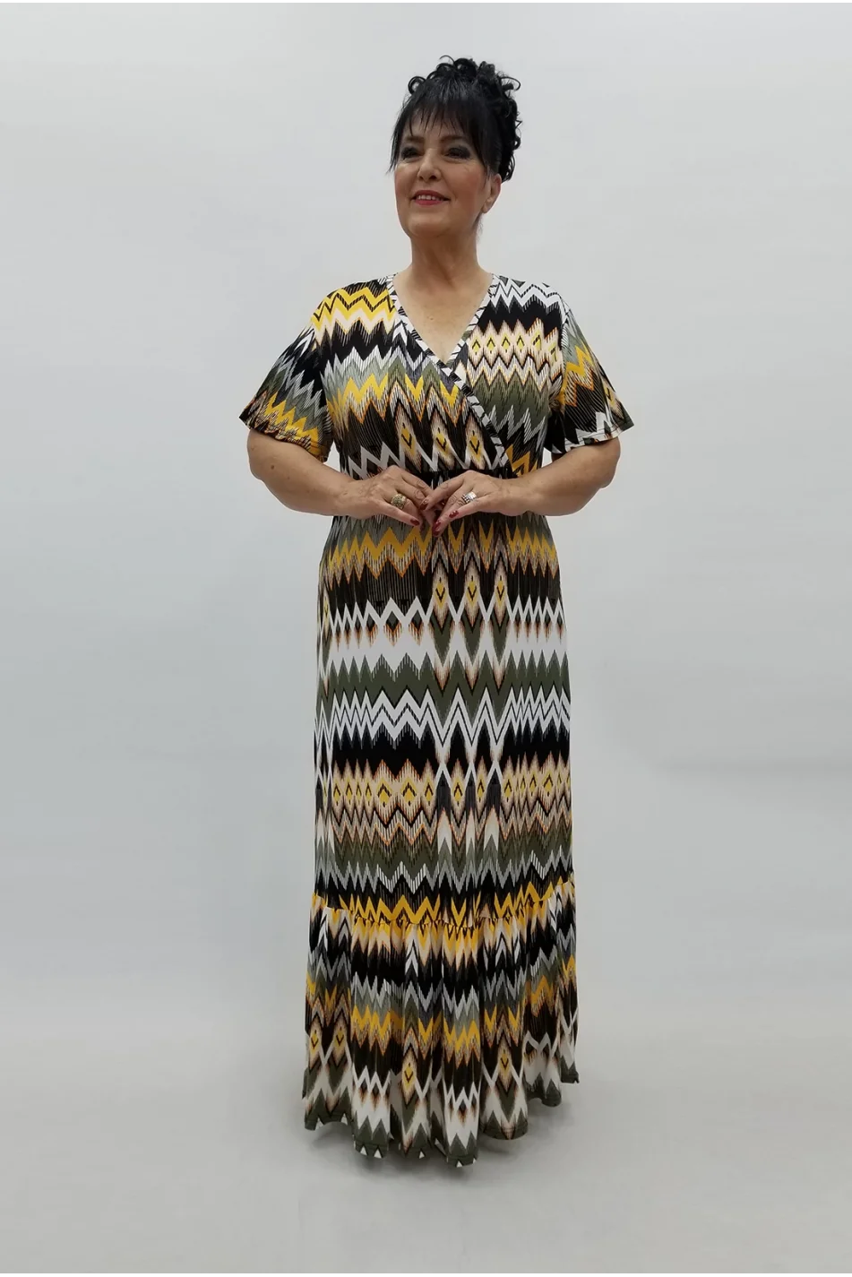 Miraggio Büyük Beden Elbise 99770 HAKİ/BEYAZ